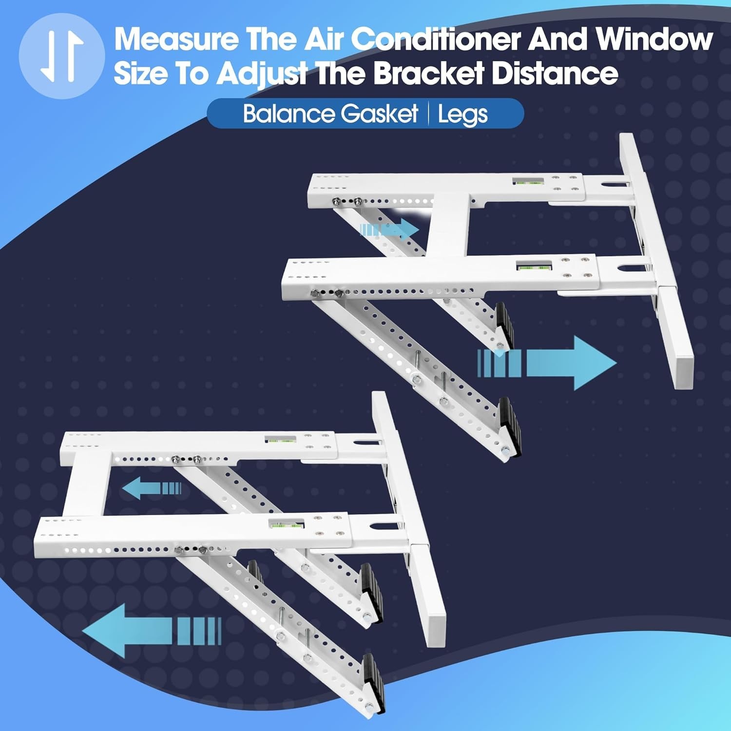 Durable Adjustable AC Window Bracket for 5000-24000 BTU Units, 220lb Capacity