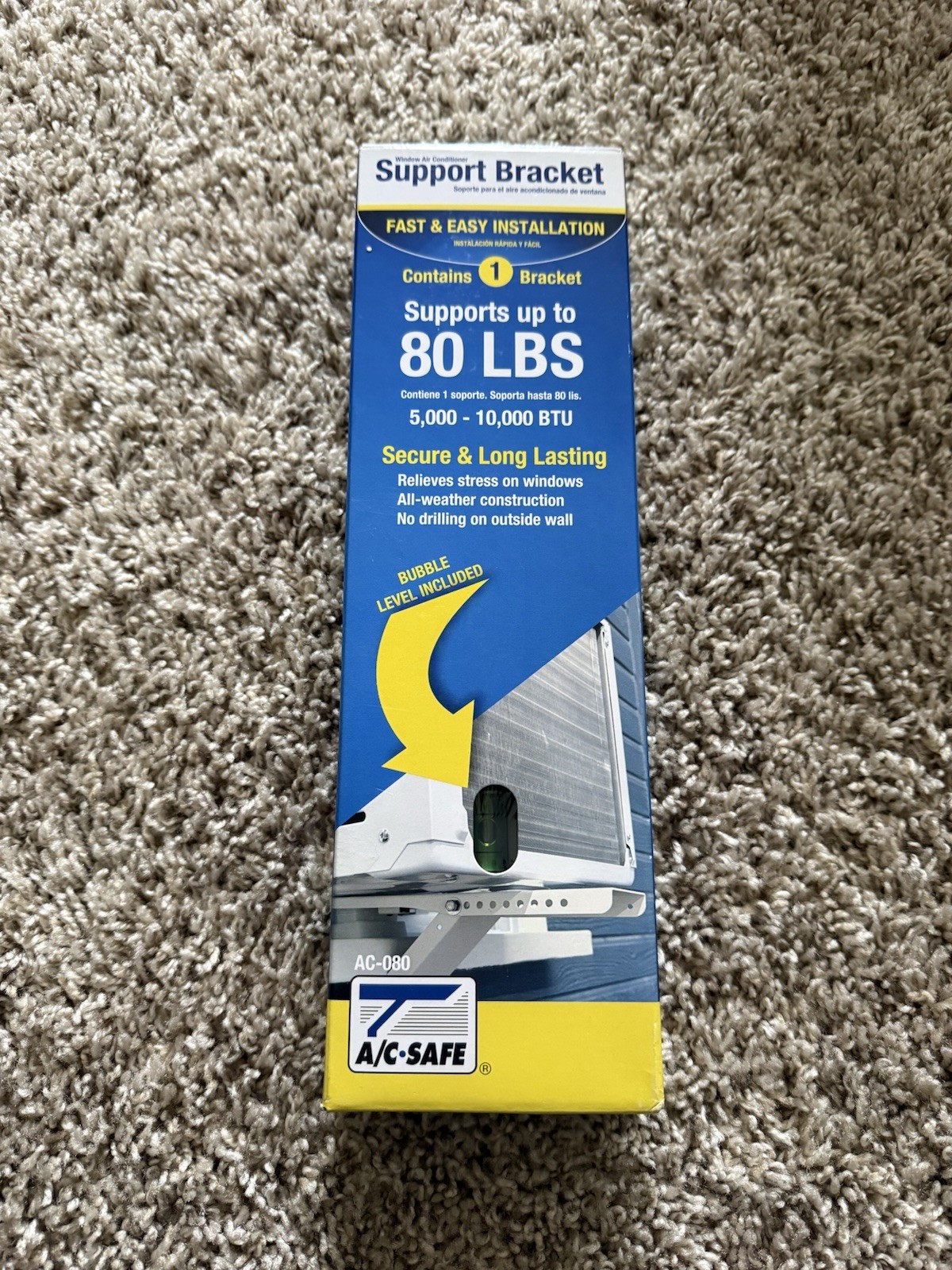 A/C Safe AC-080 Window Air Conditioner Support Bracket for Small Units to 80 lbs
