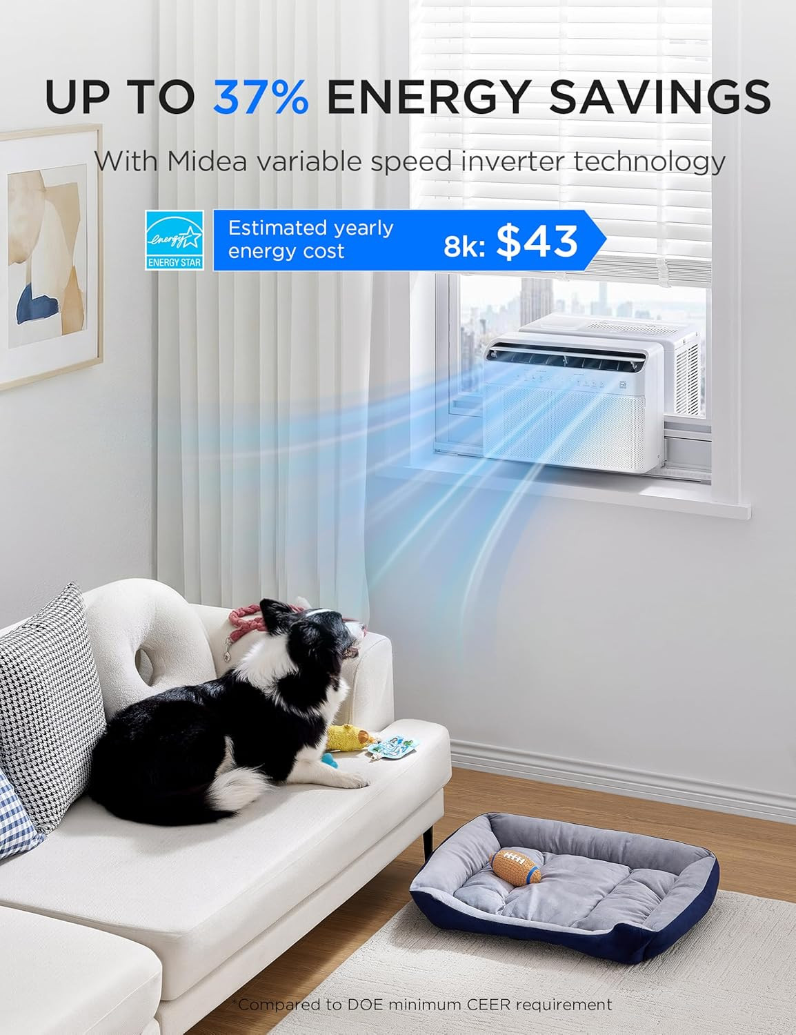 Midea ,000 BTU U Shaped Smart Inverter Window Air Conditioner – Cools 350 Sq Ft,