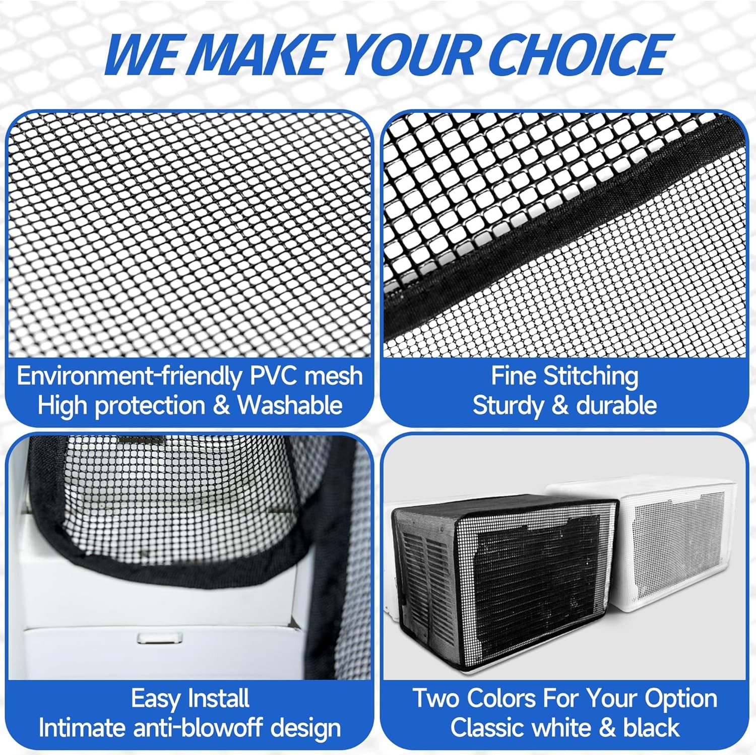 Window AC Mesh Cover 20″ W x 12.2″ D x 13.4″ H, U shaped Air Conditioner Cover S