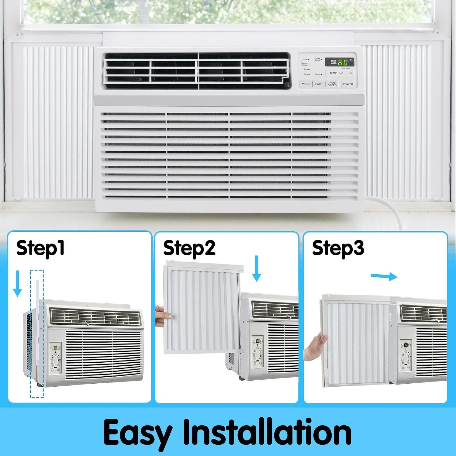Window Air Conditioner Side Panel and Frame Set 12000 BTU Accordion Filler Kit