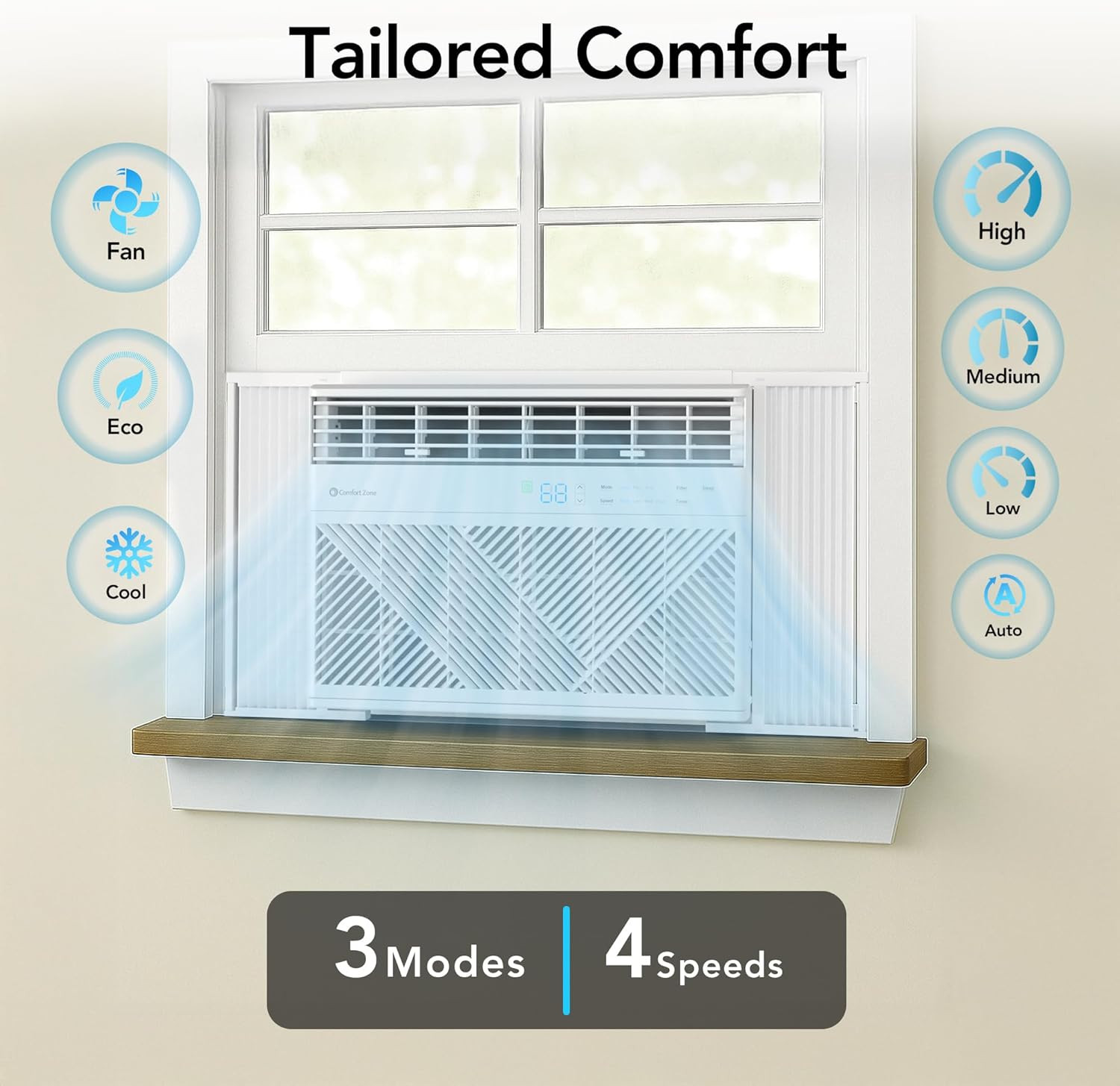 Window Mounted Smart Wi-Fi Room Air Conditioner with Remote Control, 12,000 BTU,