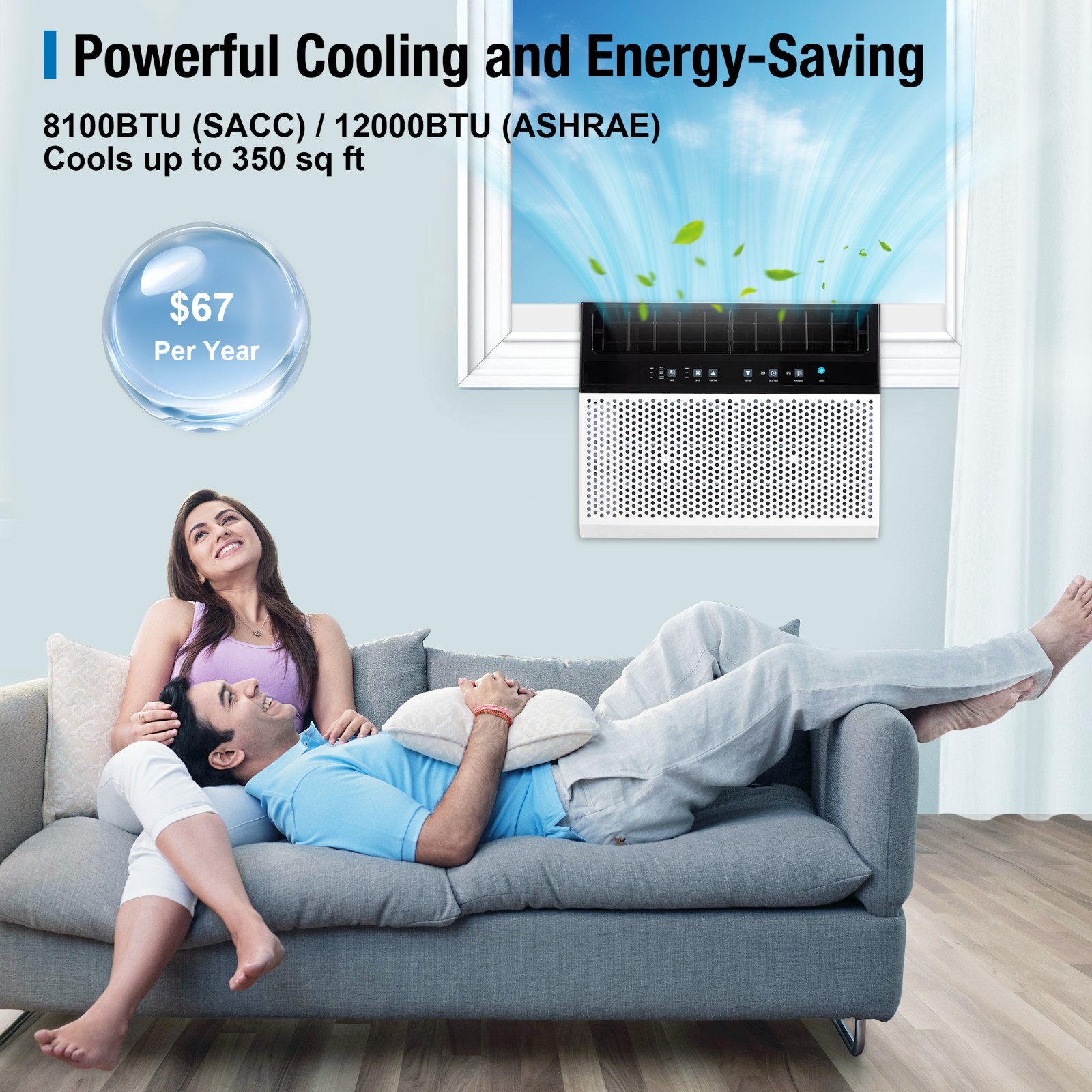 12000 BTU Window Air Conditioner, Energy-Saving Window AC Unit, U-Shaped AC Unit