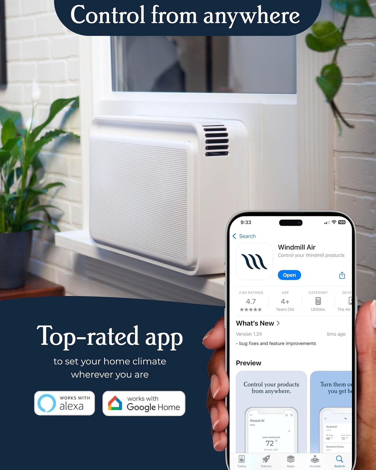 Windmill Window Air Conditioner – Quiet & Smart, Easy Install, Voice-Enabled,…