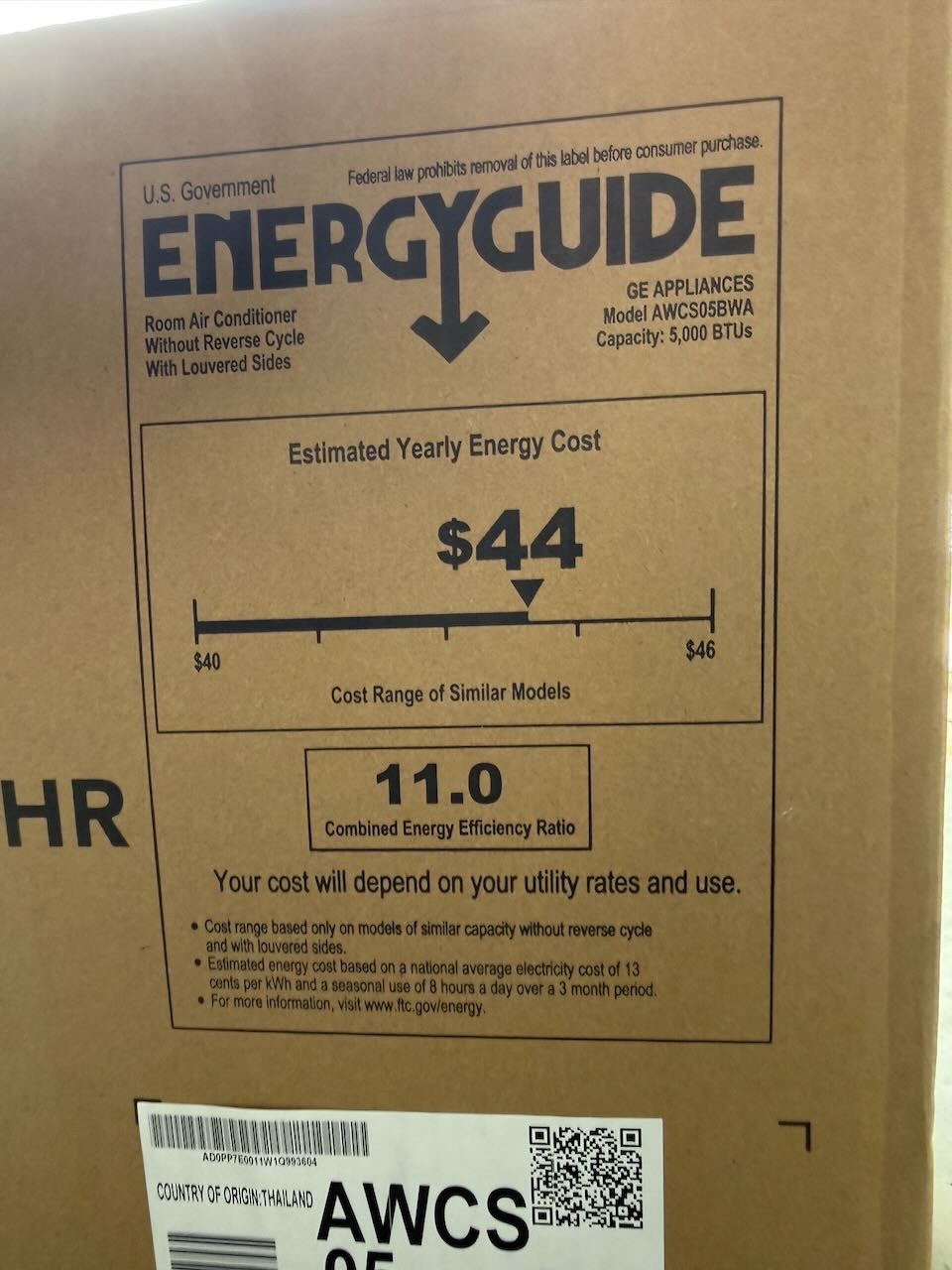 Digital, GE 5000 BTU, Window Air Conditioner, up to 150 sq. ft., Model AWCS05BWA