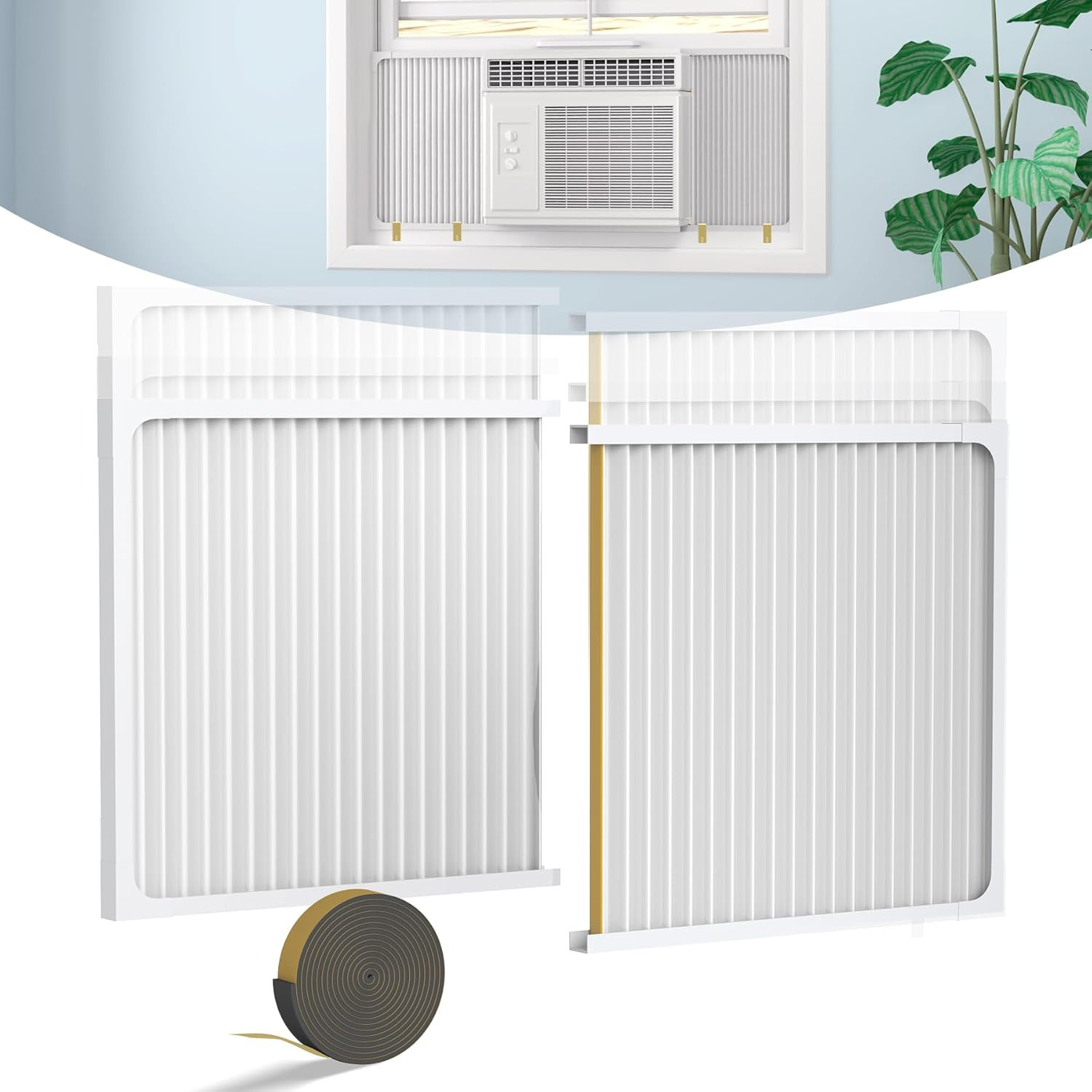 Window Air Conditioner Side Panel with Adjustable Frame, Universal Window AC Acc