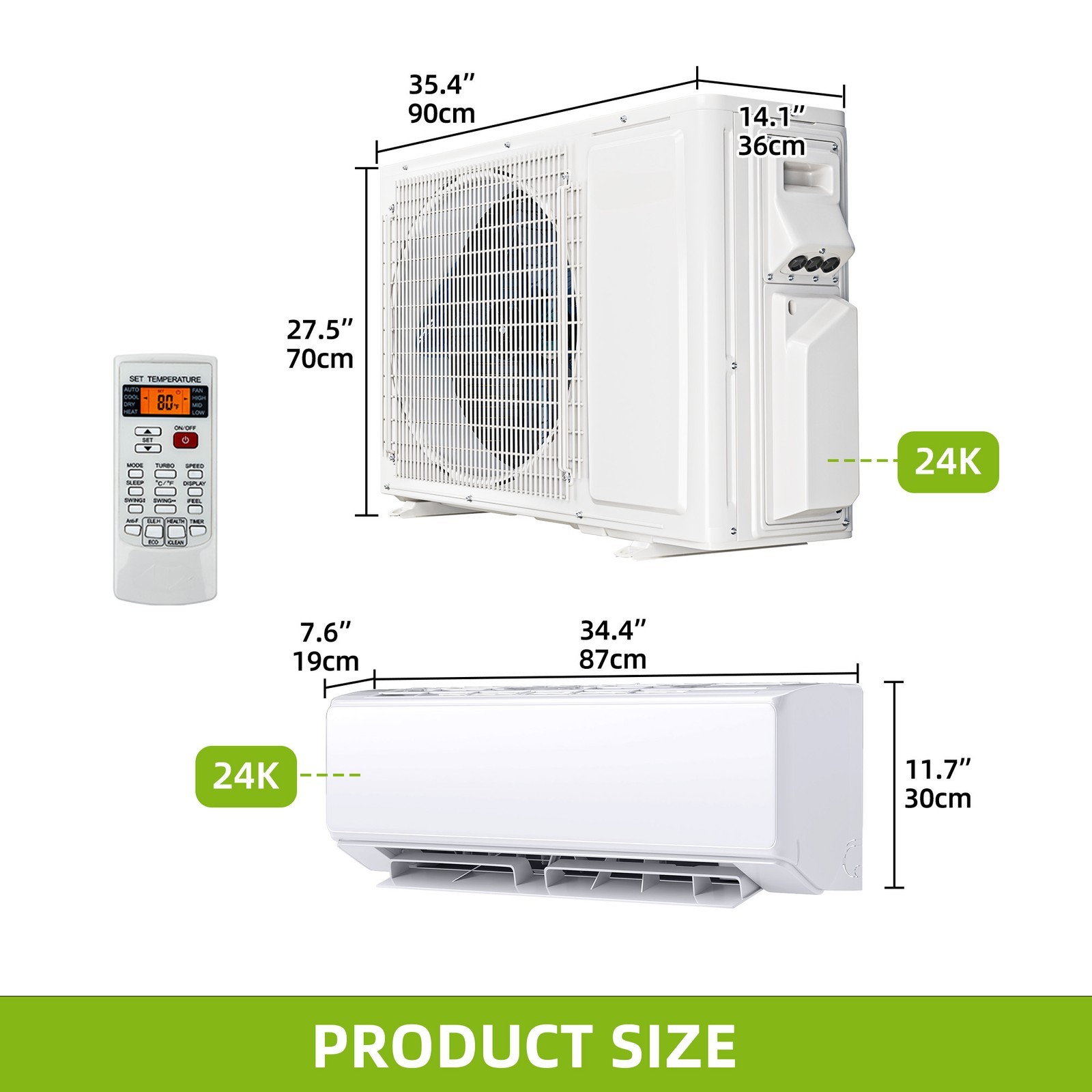 Beuloke 18/24K BTU 2/3 Zone Mini Split AC/Heating System Dual Mini Split