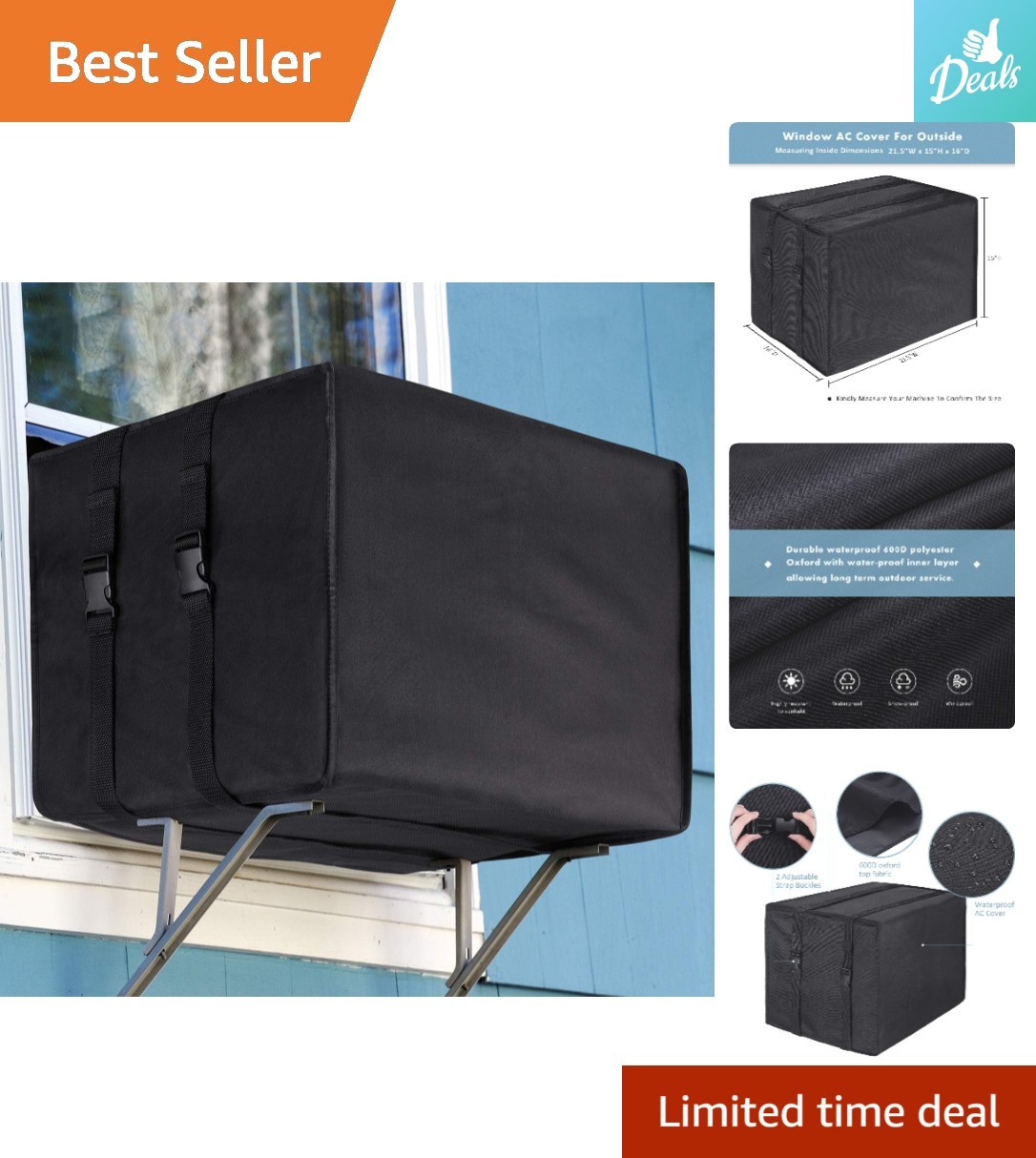 Waterproof Outdoor AC Cover 21.5W x 15H x 16D – Winter Protection