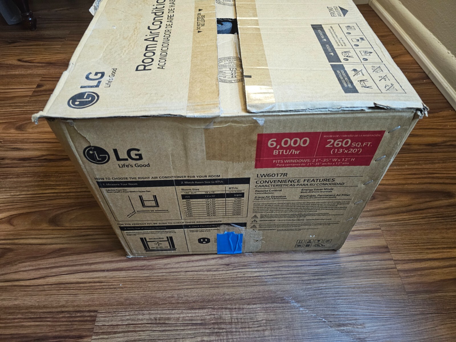 LG LW6017R 6000 BTU Remote Control Operated Window Air Conditioner Used