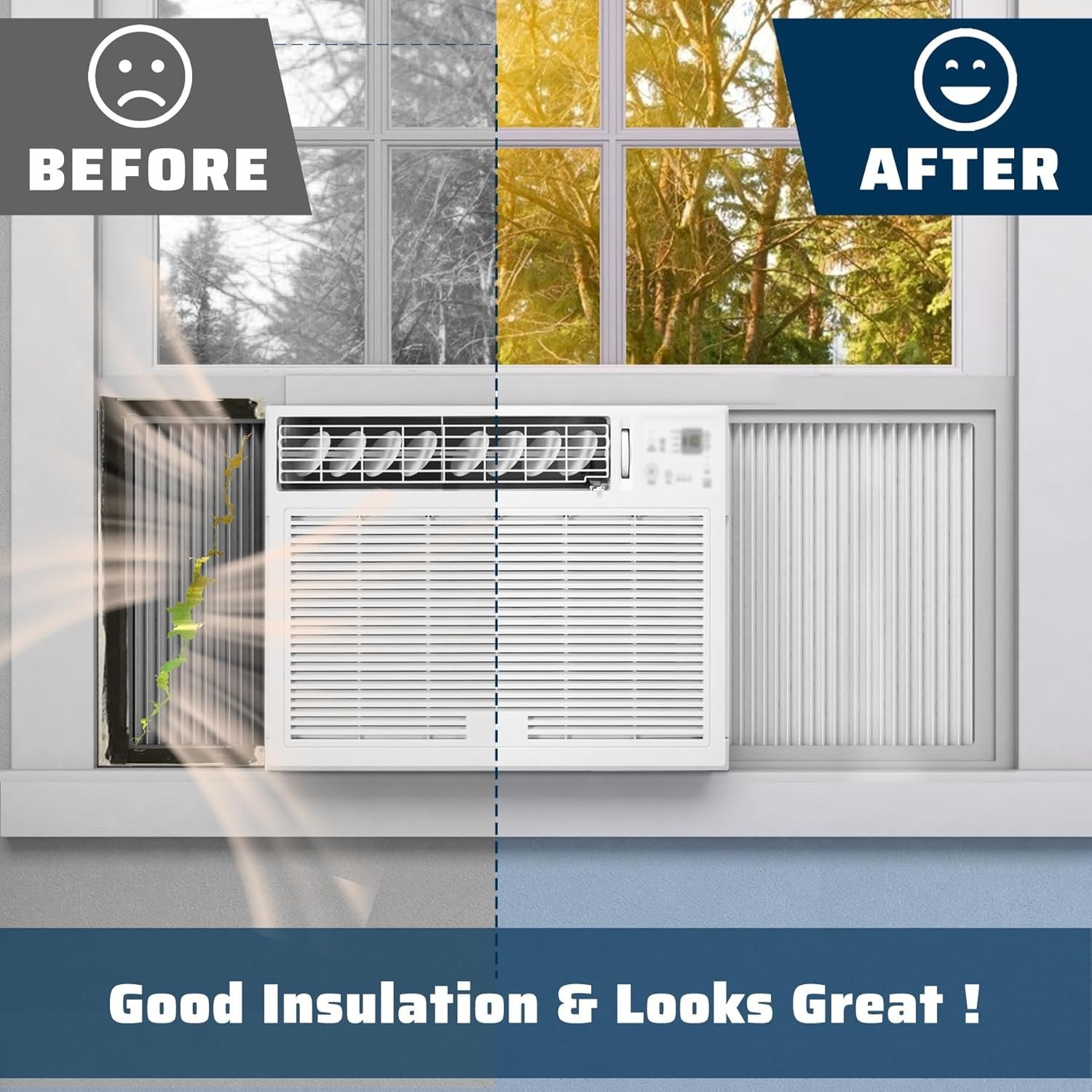 Adjustable Window Air Conditioner Side Panels with Frame Set,Extra Wide Window A