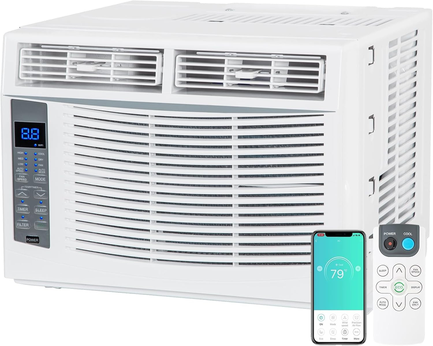 Wifi Enabled ,000 BTU Window Air Conditioner, Smart Window AC Unit with Remote,