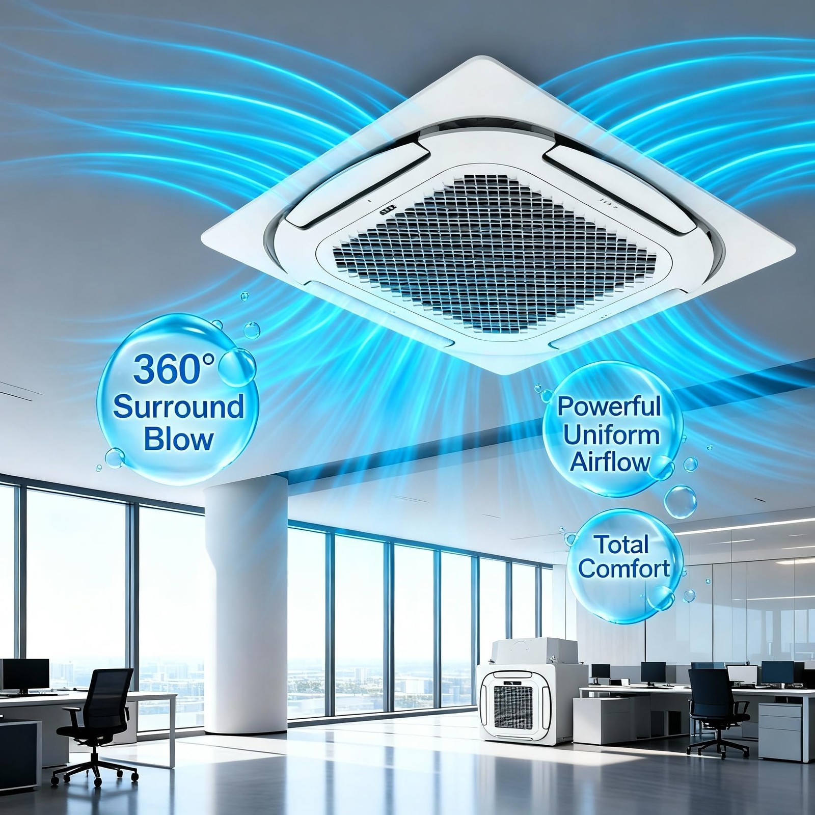 9000 12000 18000 24000 BTU Ceiling Cassette Mini Split Central Air Conditioner