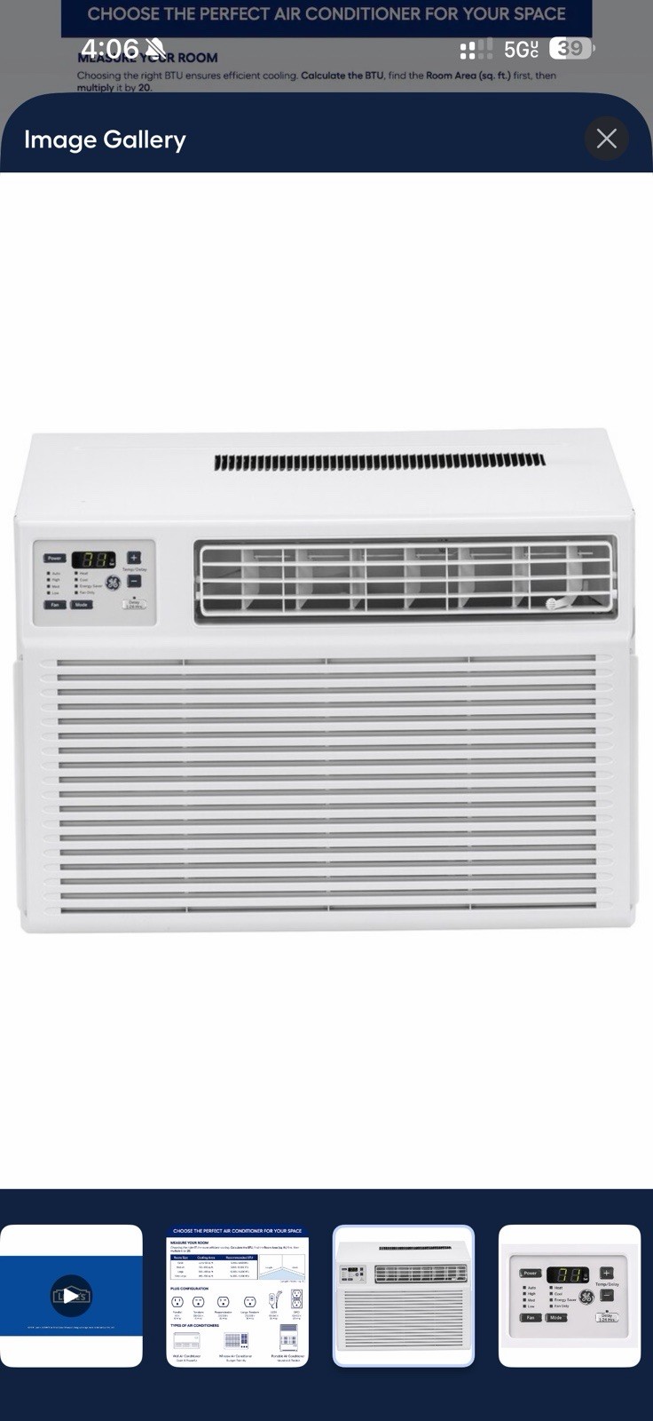 GE 11,800 BTU 230V Window Air Conditioner with Heat & Remote, White Fast Ship ✅✅
