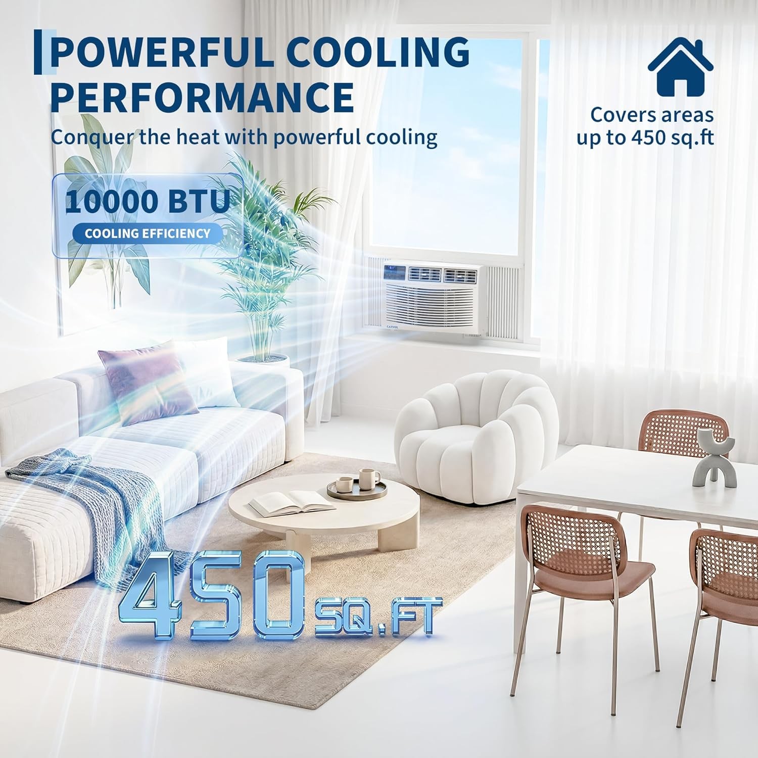 Garvee 10000 BTU Window Air Conditioner Unit with Remote Control, Cools Rooms Up
