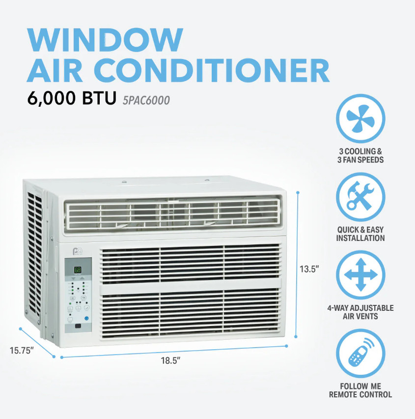 Perfect Aire 5PAC6000 6000 BTU Energy Star Window Air Conditioner w/Remote *NEW*