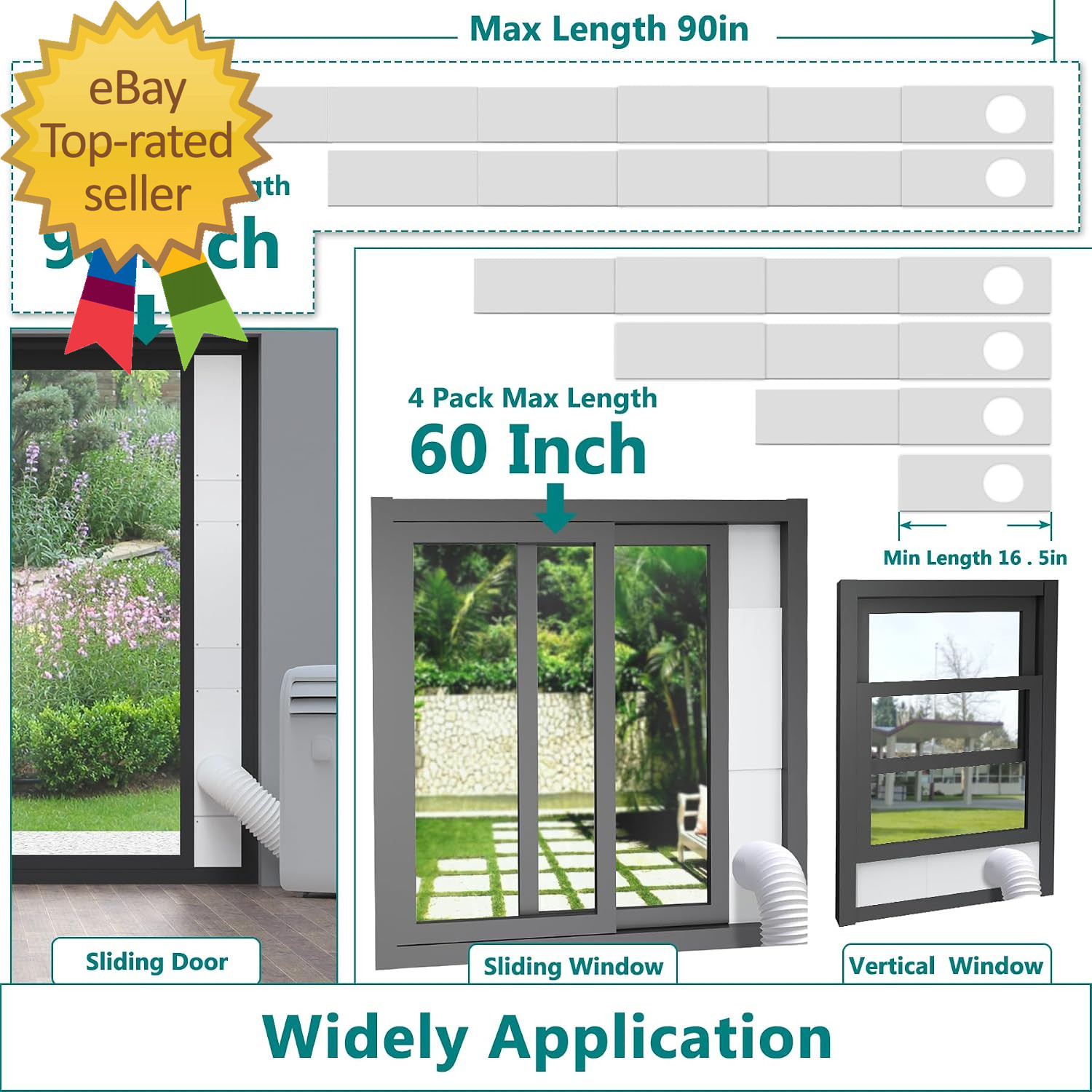 Sliding Door Kit for Portable Air Conditioner,Adjustable Seal Panels for Portabl