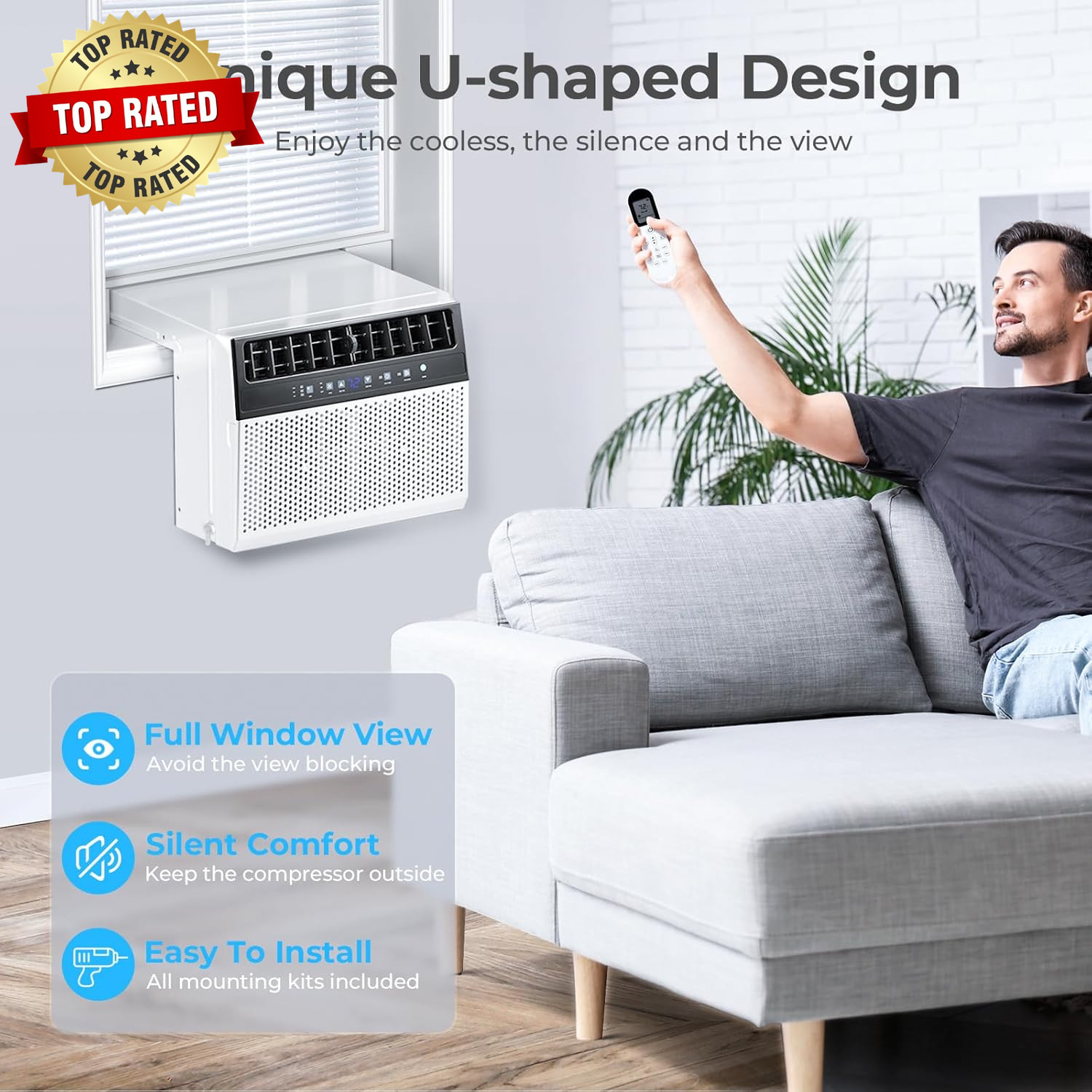 U-Shaped Window Air Conditioner,Window AC Unit Cools up to 450 Sq.Ft,Saddle Air