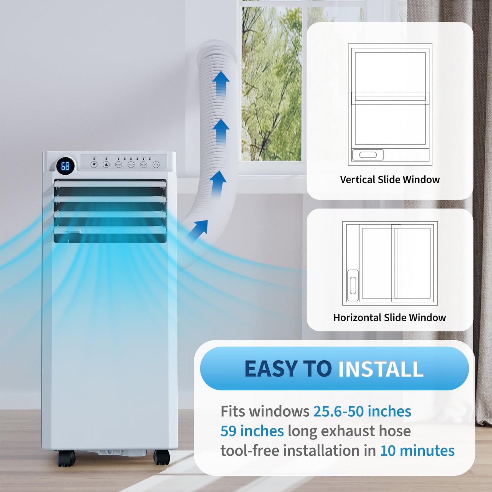 Portable Air Conditioner 10000 BTU / 8000 BTU AC Unit Cooling Dehumidifier & Fan