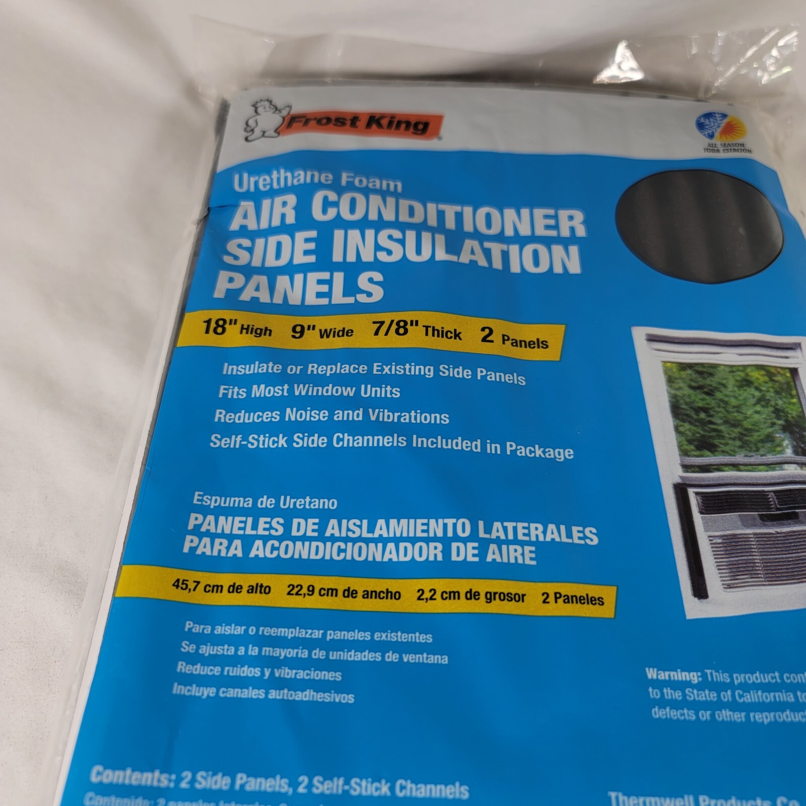 Thermwell Window Air Conditioner Foam Side Panels, 9 x 18 x 7/8-In., 2-Pack