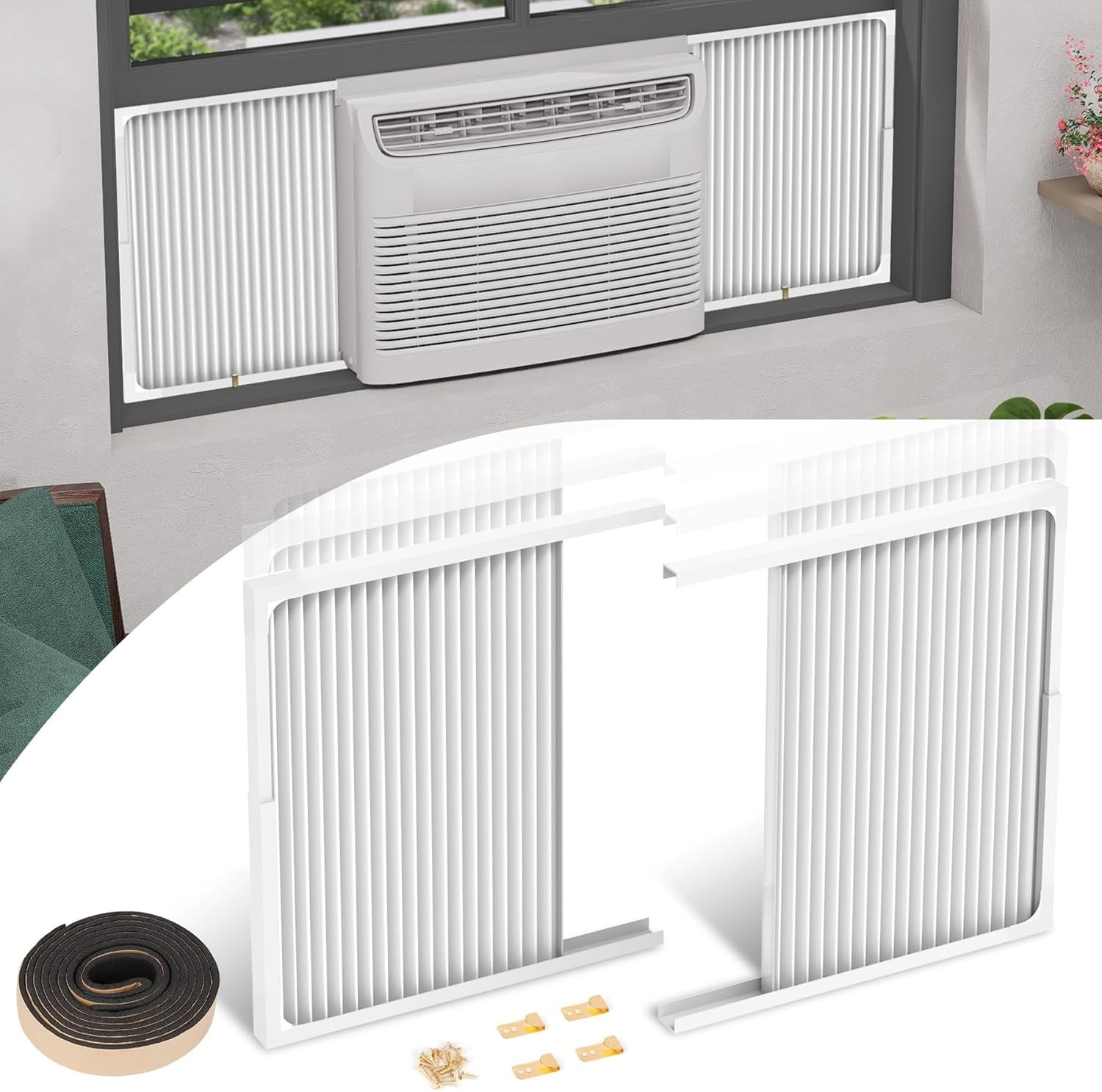 Adjustable Window Air Conditioner Side Panels with Frame Set,Extra Wide Window A