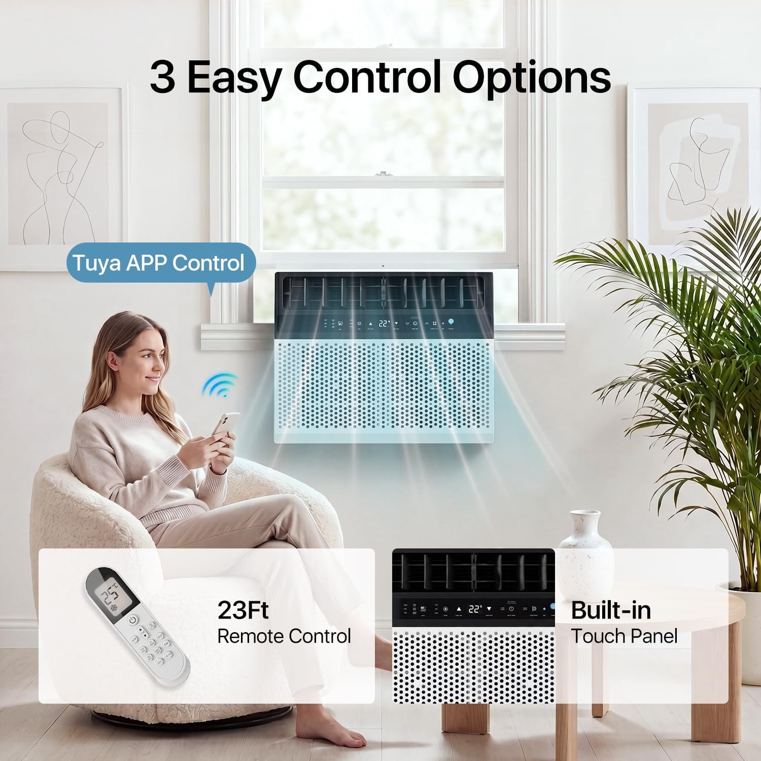 10000BTU /12000BTU U-shaped 6-in-1 Window Air Conditioner Cools up to 450 sq.ft