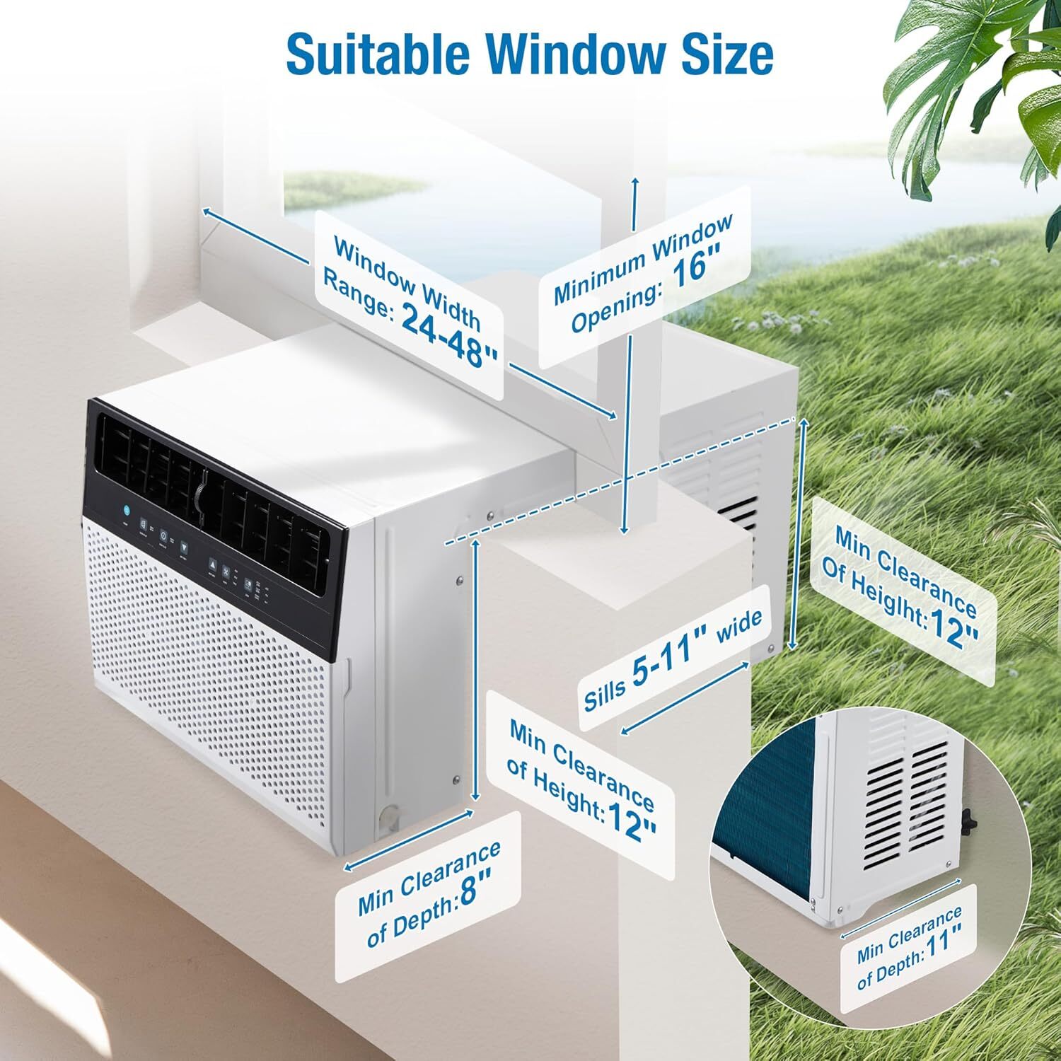 12000 BTU ASHRAE Window Air Conditioner, Energy-Saving Window AC Unit 350 Sq. Ft