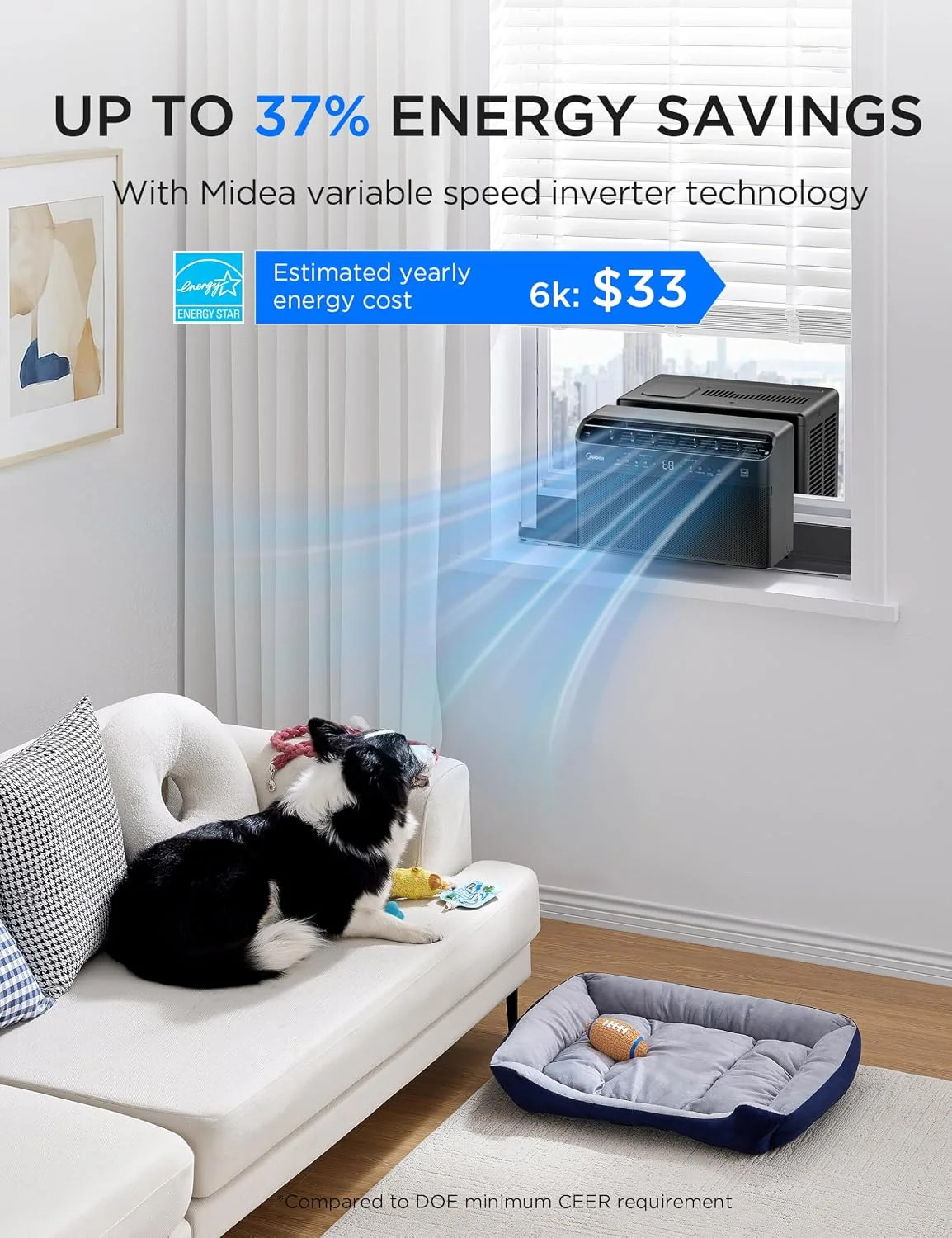 JET BLACK LIMITED EDITION Midea U Shaped Window Air Conditioner for Bedroom – 60
