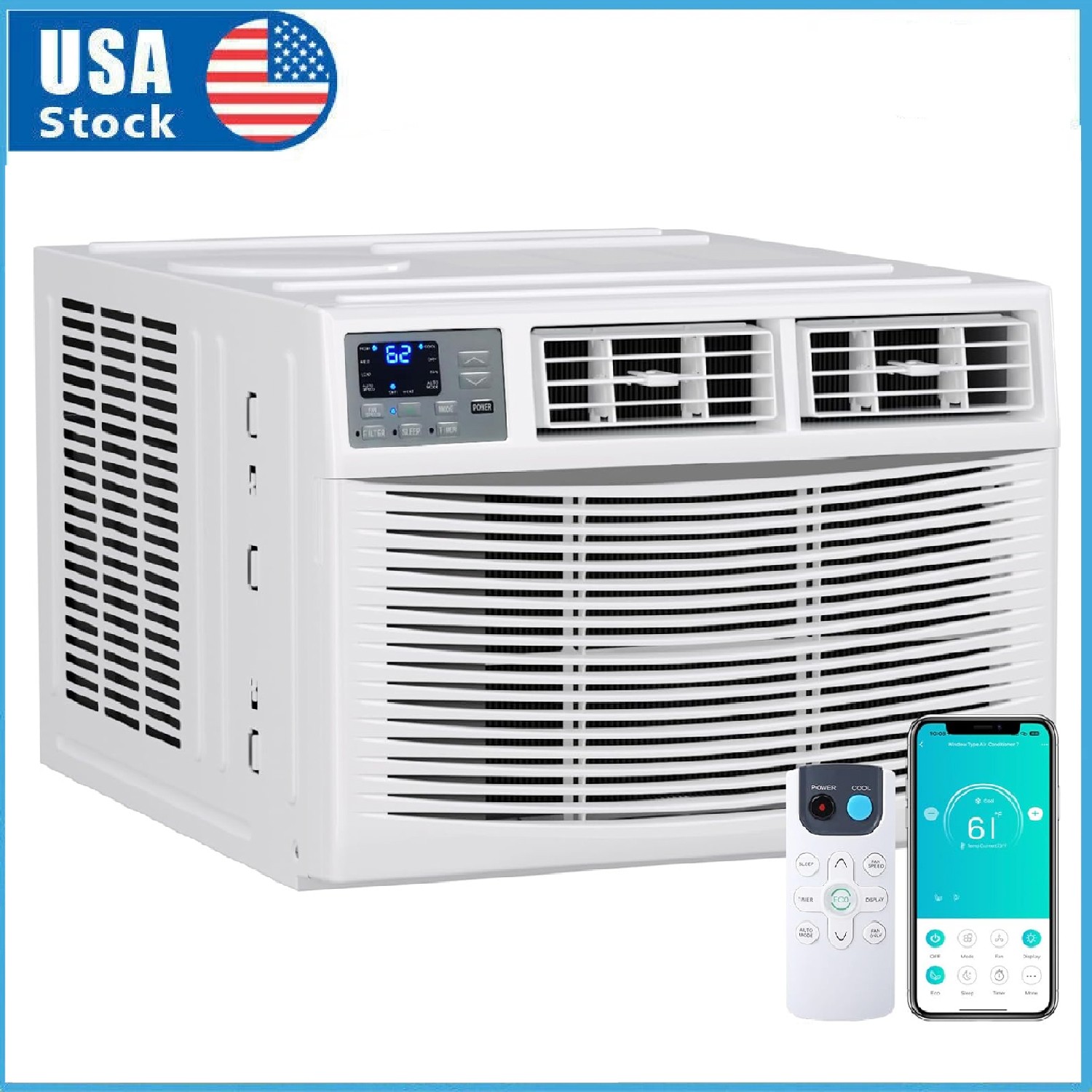 18000 BTU Window Air Conditioner & Heater Smart WIFI Indoor AC Unit 1000 Sq. Ft