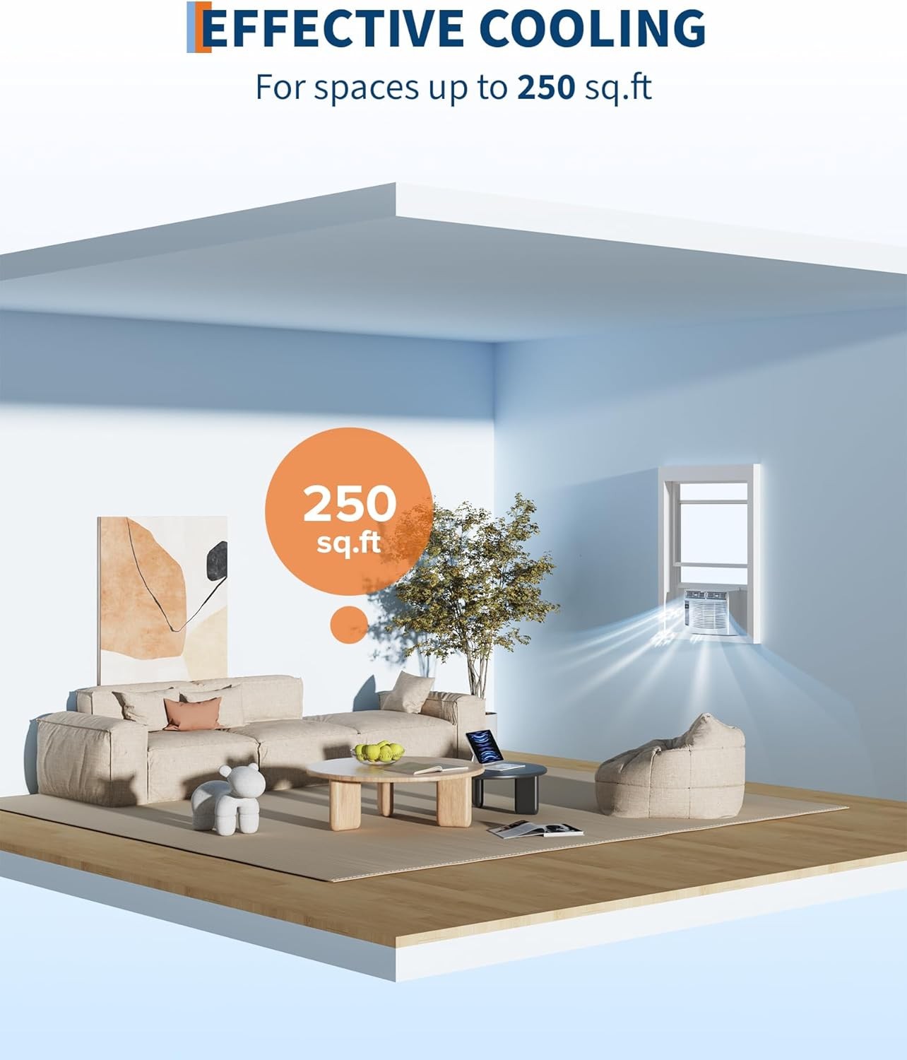 6000 BTU Window Air Conditioner with WiFi 3 in-1 Energy Saving Window AC Unit