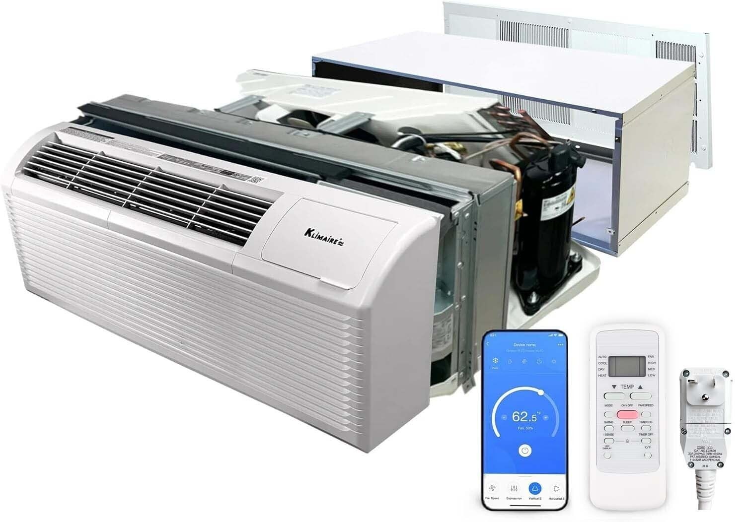 Klimaire 9,000 BTU PTAC Heat Pump A/C R-32 with 3.5kW Electric Heater