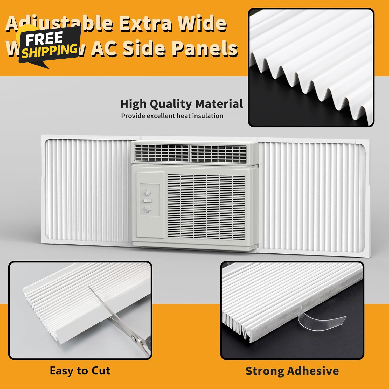 Adjustable Window Air Conditioner and Frame Set Wide Window AC Side Panel