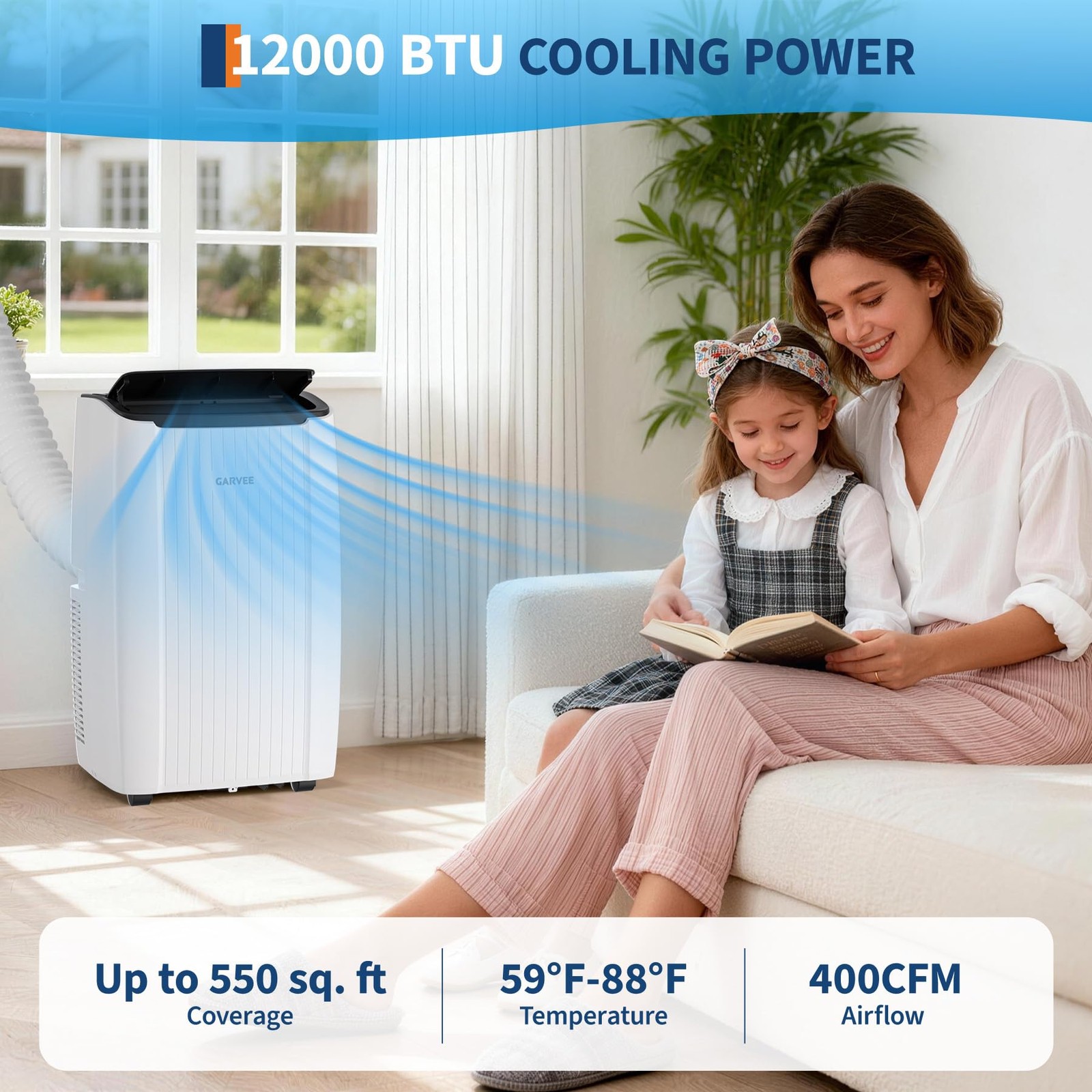 GARVEE 12000 BTU Portable Air Conditioner AC Unit with Fan & Dehumidifier Remote
