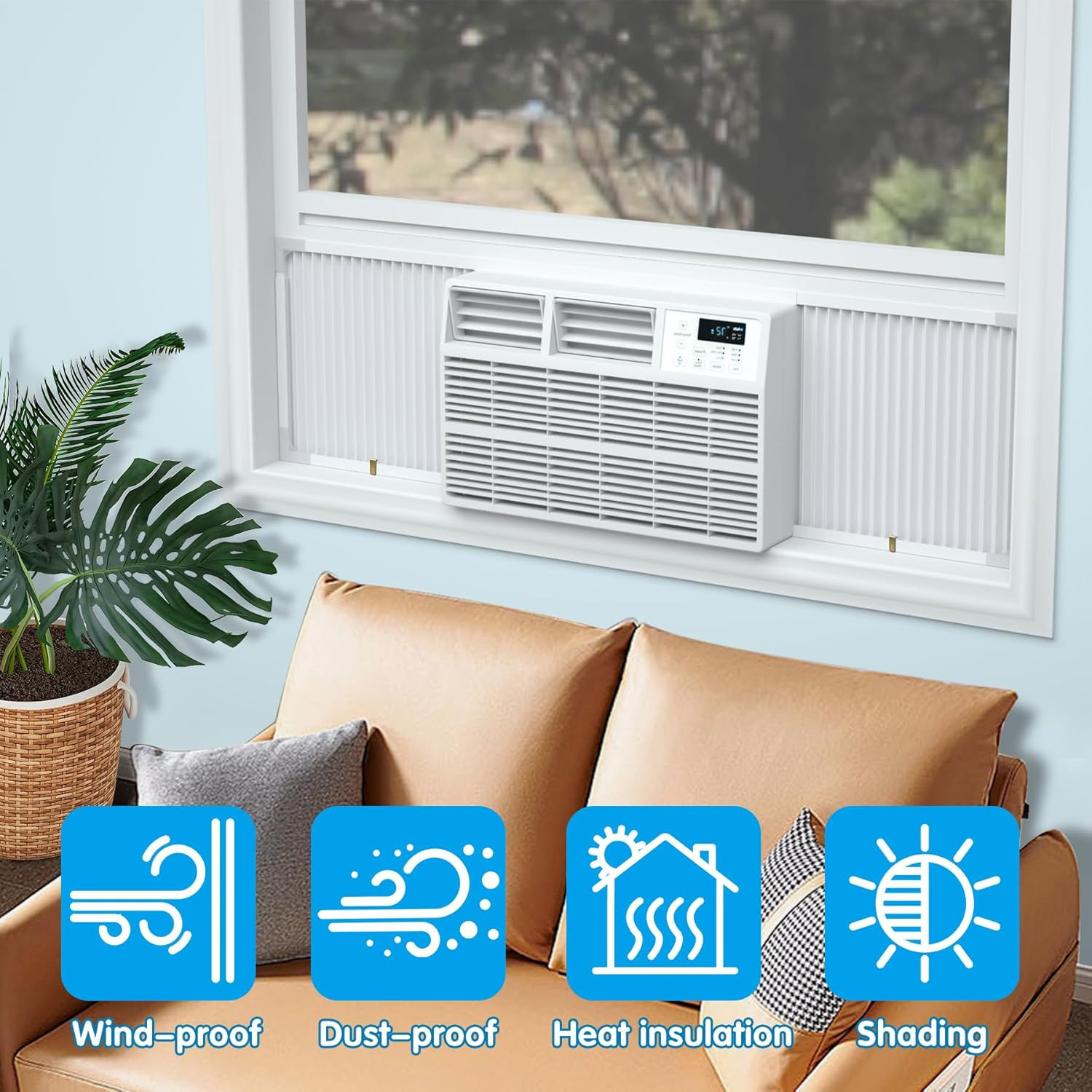 Window Air Conditioner Side Panels with Frame, Adjustable AC Side Panels