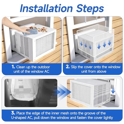 Window AC Mesh Cover 20″ W x 12.2″ D x 13.4″ H Specially for Midea U White