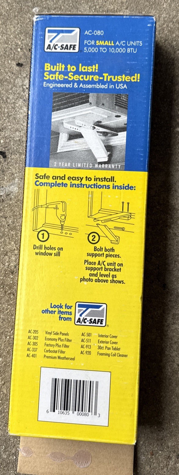 New AC Safe Universal Air Conditioner Support Bracket Shelf AC-080 up to 80lbs