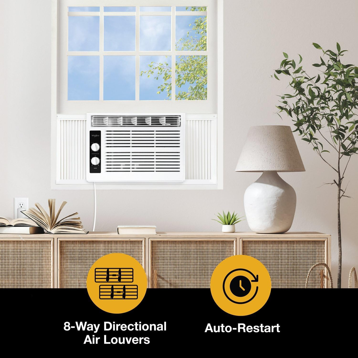 Whirlpool 5,000 BTU 115V Window Air Conditioner & Dehumidifier with Mechanical C
