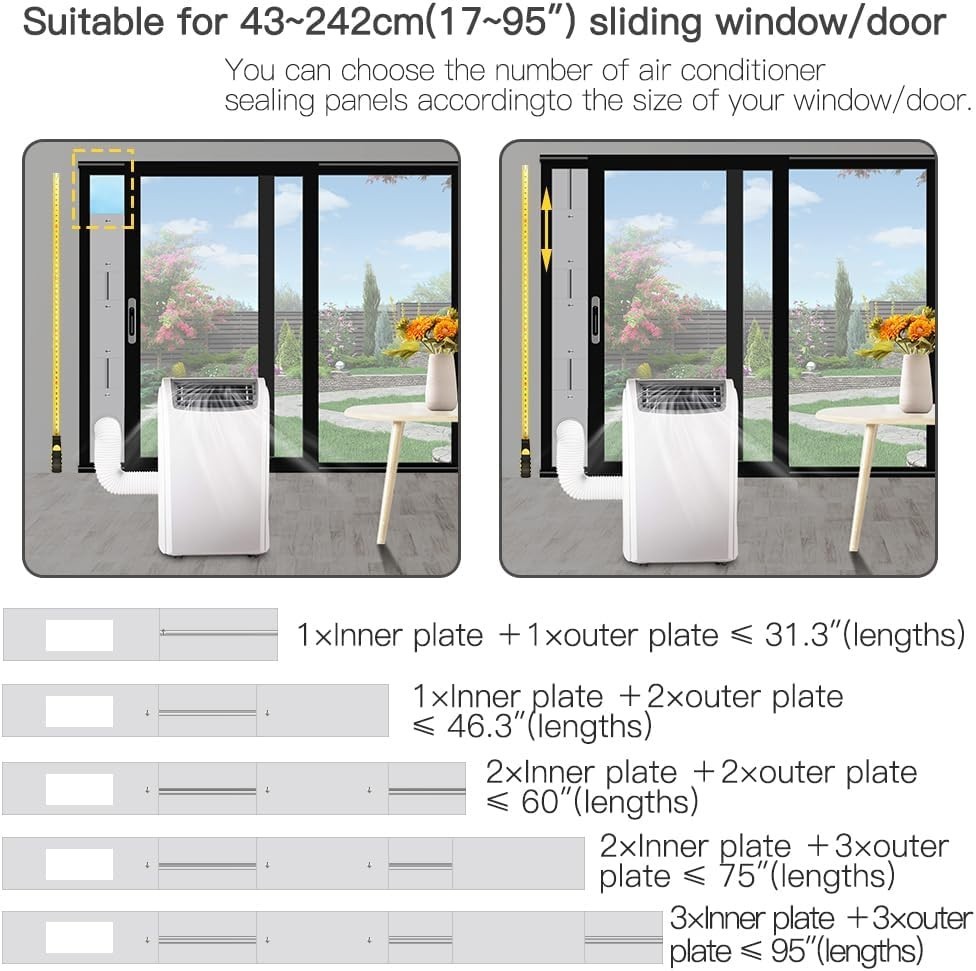 Portable AC Vent Kit with Filter Screen & Weather Stripping