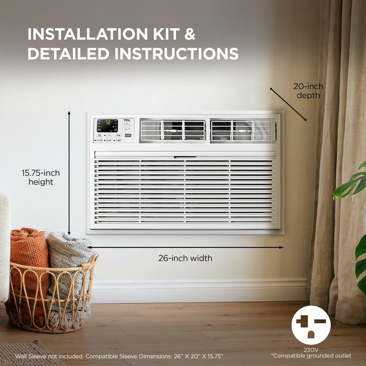 H12T9XH 12,000 BTU Smart Through-The-Wall AC, Heater, Fan & Dehumidifier