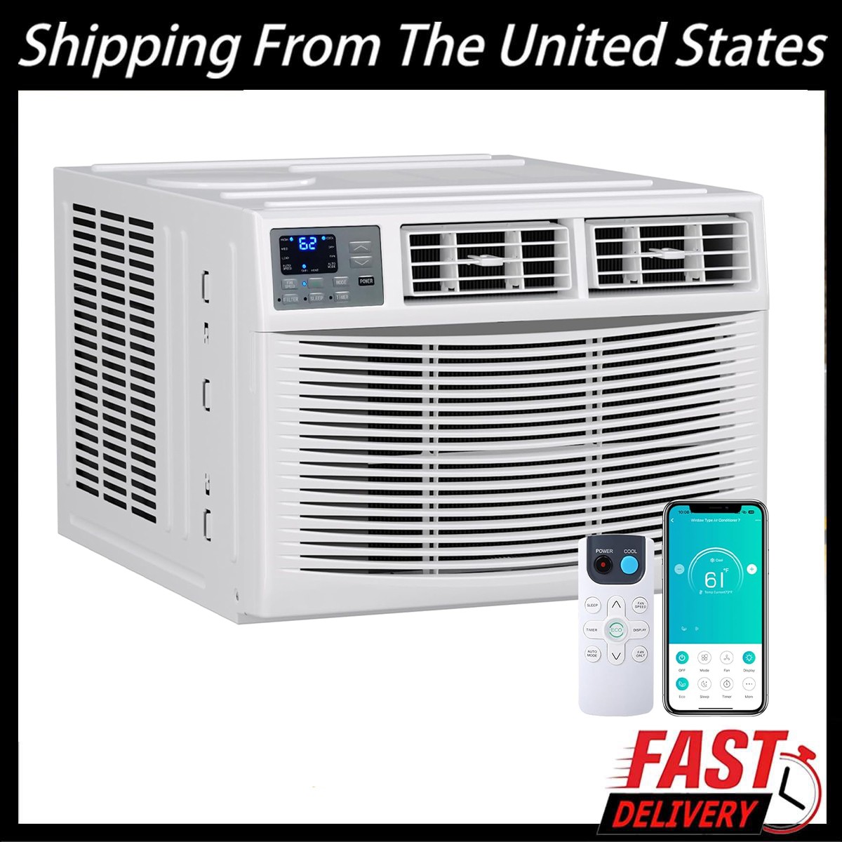 8000 BTU Window Air Conditioner W/Heat,Energy-Efficient AC Window WiFi 350 Sq.Ft