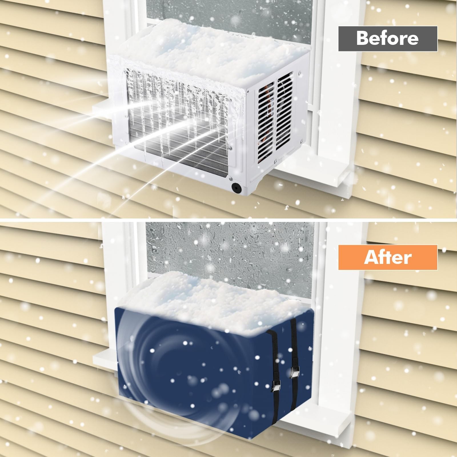 Winter Insulated Window AC Cover 21″W x 16″D x 15″H – Waterproof & Windproof Pro