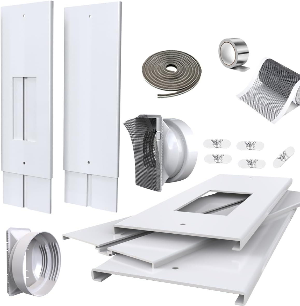 105″ Sliding Door AC Vent Kit for Dual Hose Portable Air Conditioner with Screen