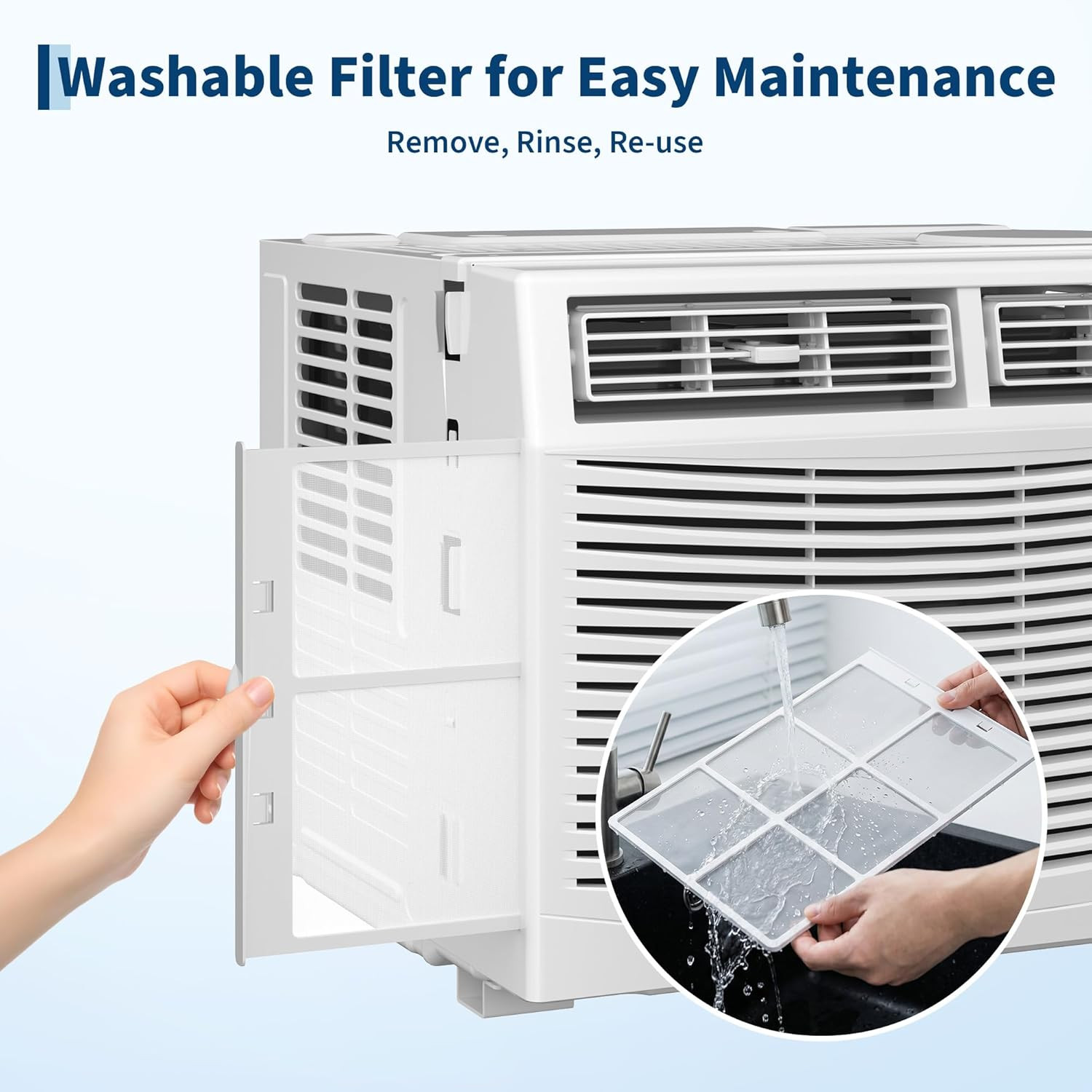 5000 BTU Window Air Conditioner, Cools up to 150 Sq.Ft., 24H Timer, Sleep Mode,