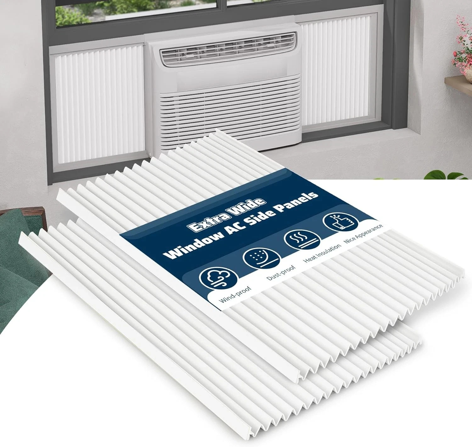 Window Air Conditioner Side Panels Kit 17″ H x 19 1 4″ W Extra Wide Window AC