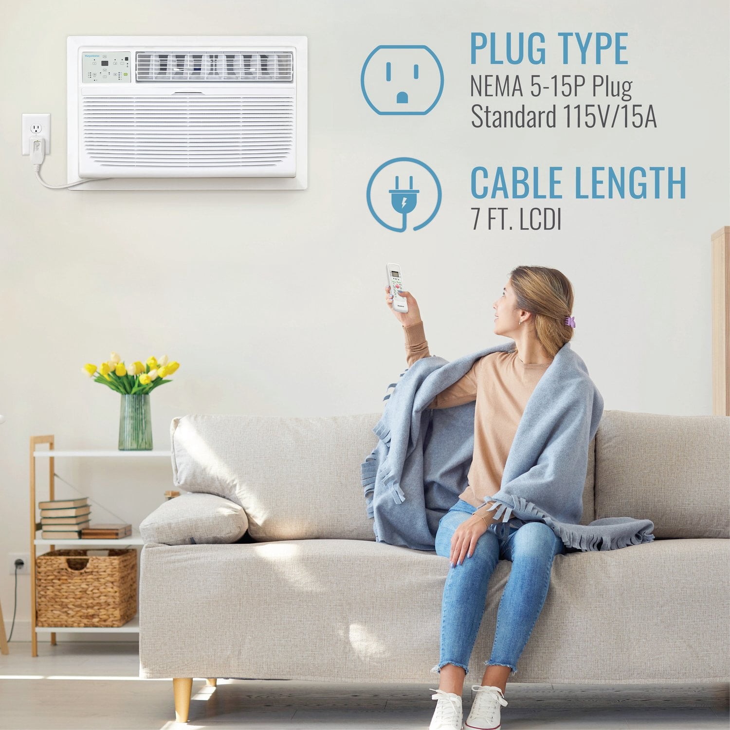 Keystone 12,000 BTU 115V Through-the-Wall Air Conditioner w/ LCD Remote Control