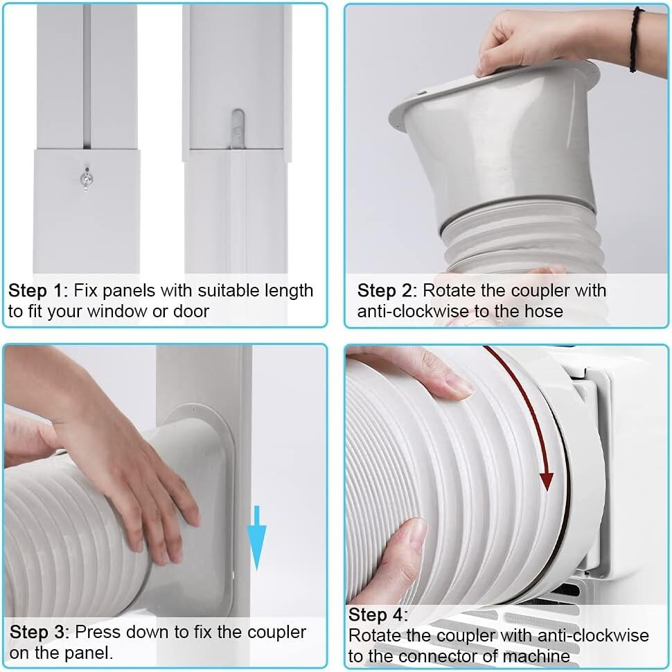 Portable Air Conditioner Window Vent Kit 5.9” Exhaust Hose Adjustable Universal
