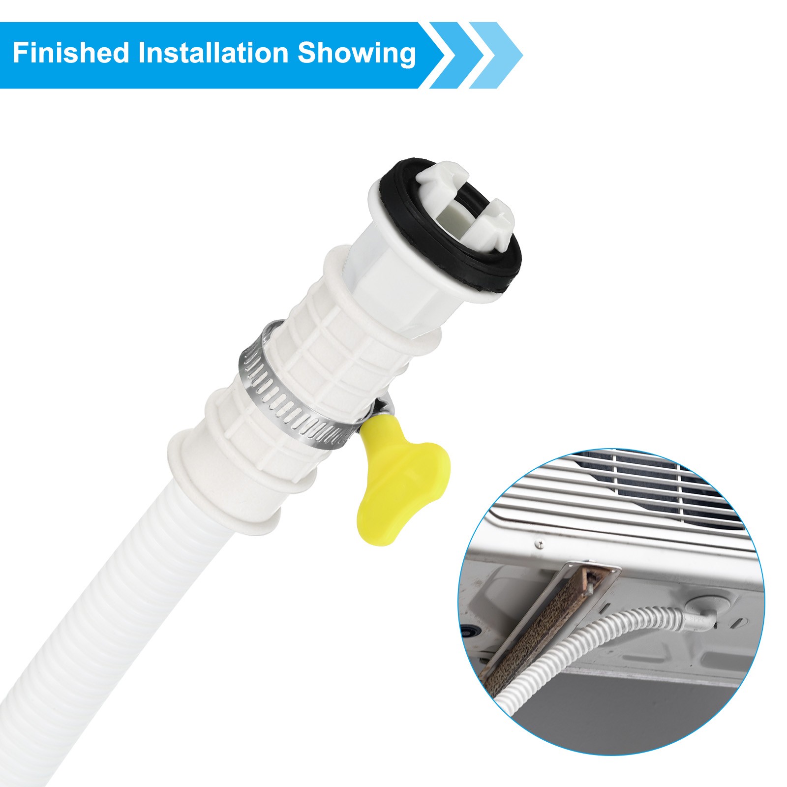 3.3ft Air Conditioner Drain Hose Kit, Hose with Clamp Connector 5, White