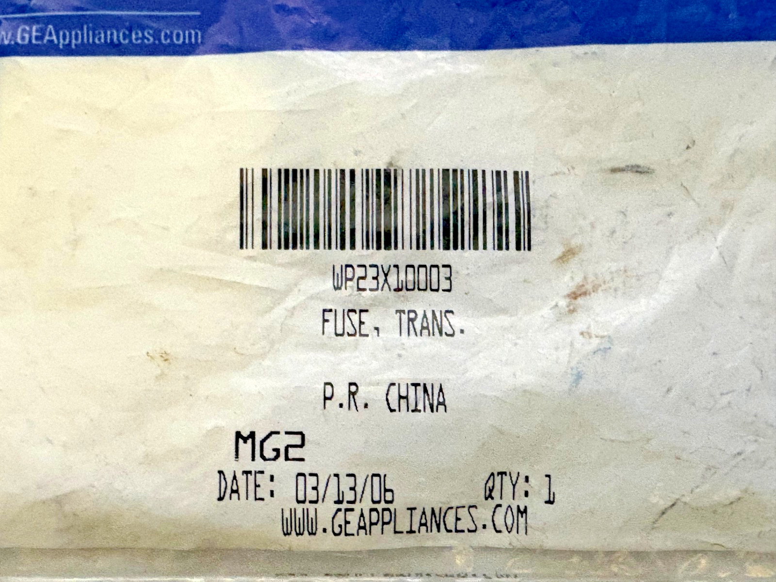 WP23X10003 GE / GENERAL ELECTRIC ROOM AIR CONDITIONER ZONELINE FUSE – OEM – NEW