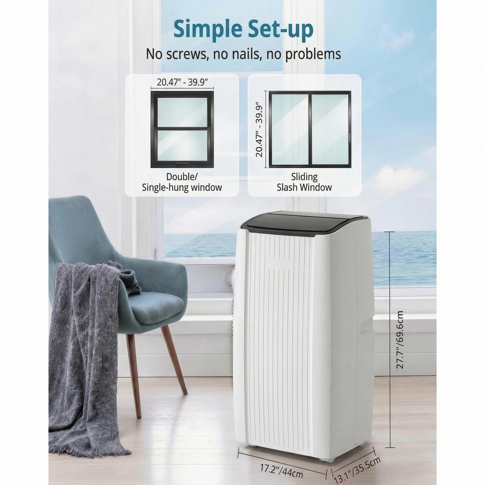 Powerful 12000 BTU Portable Air Conditioner 3-in-1 Cooling, Dehumidifier & Fan