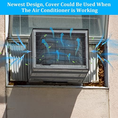 Newest Design Mesh Window Air Conditioner Cover Outdoor, 21WX16DX15H Black