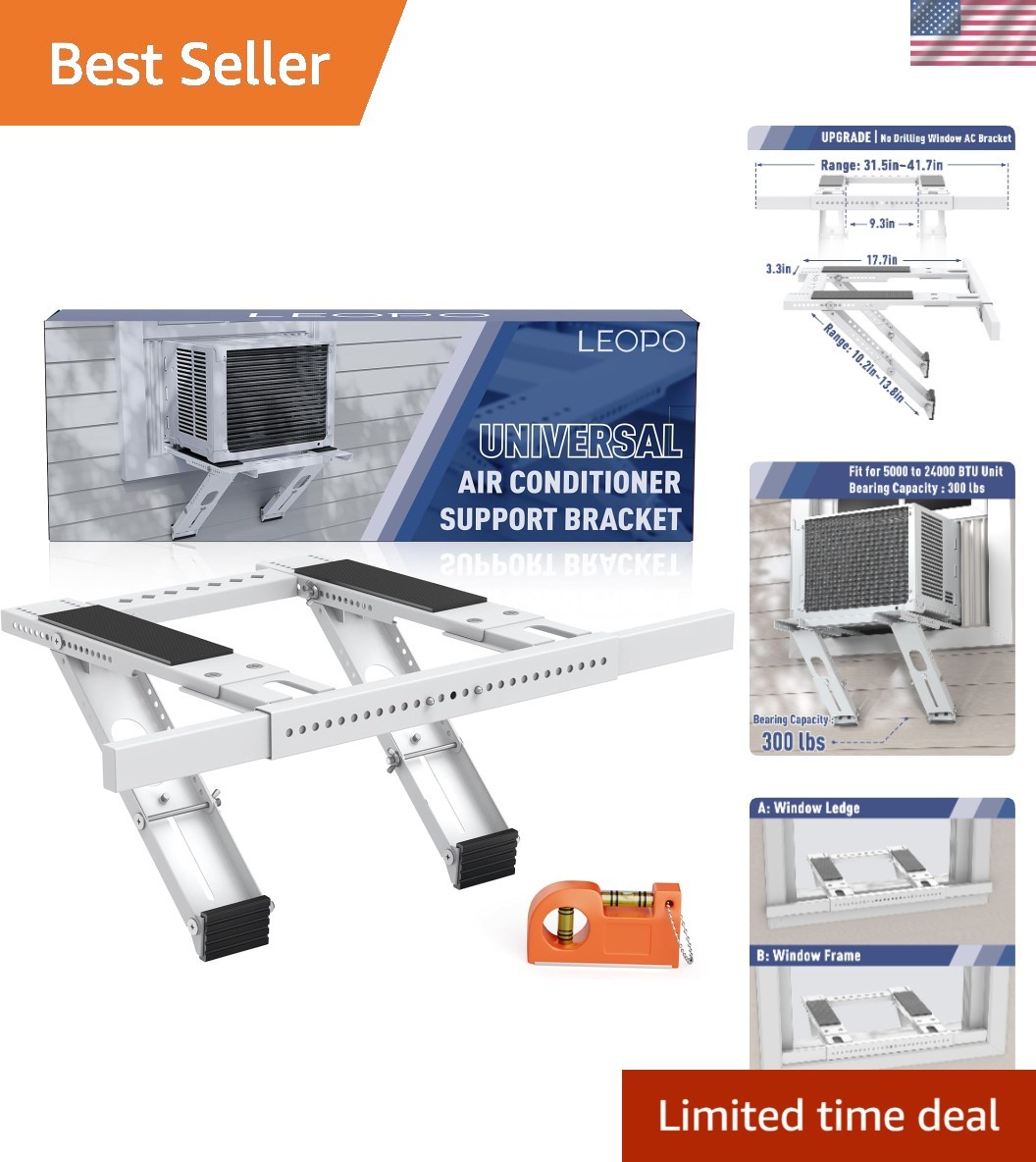 Sturdy Window AC Support Bracket – Adjustable & Safe Pest Protection Included